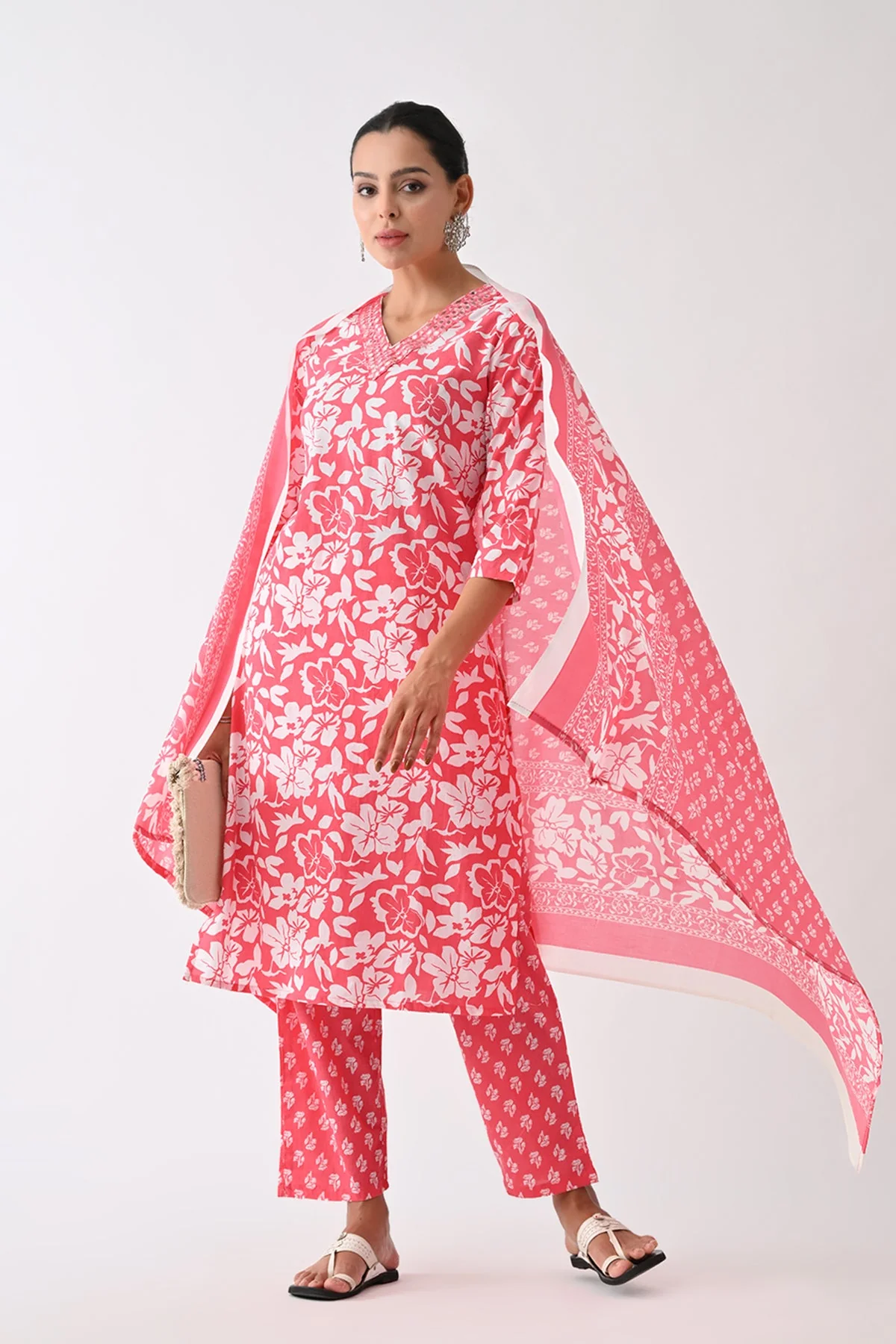 Orange Printed Kurta 3 Pcs Set - Image 7