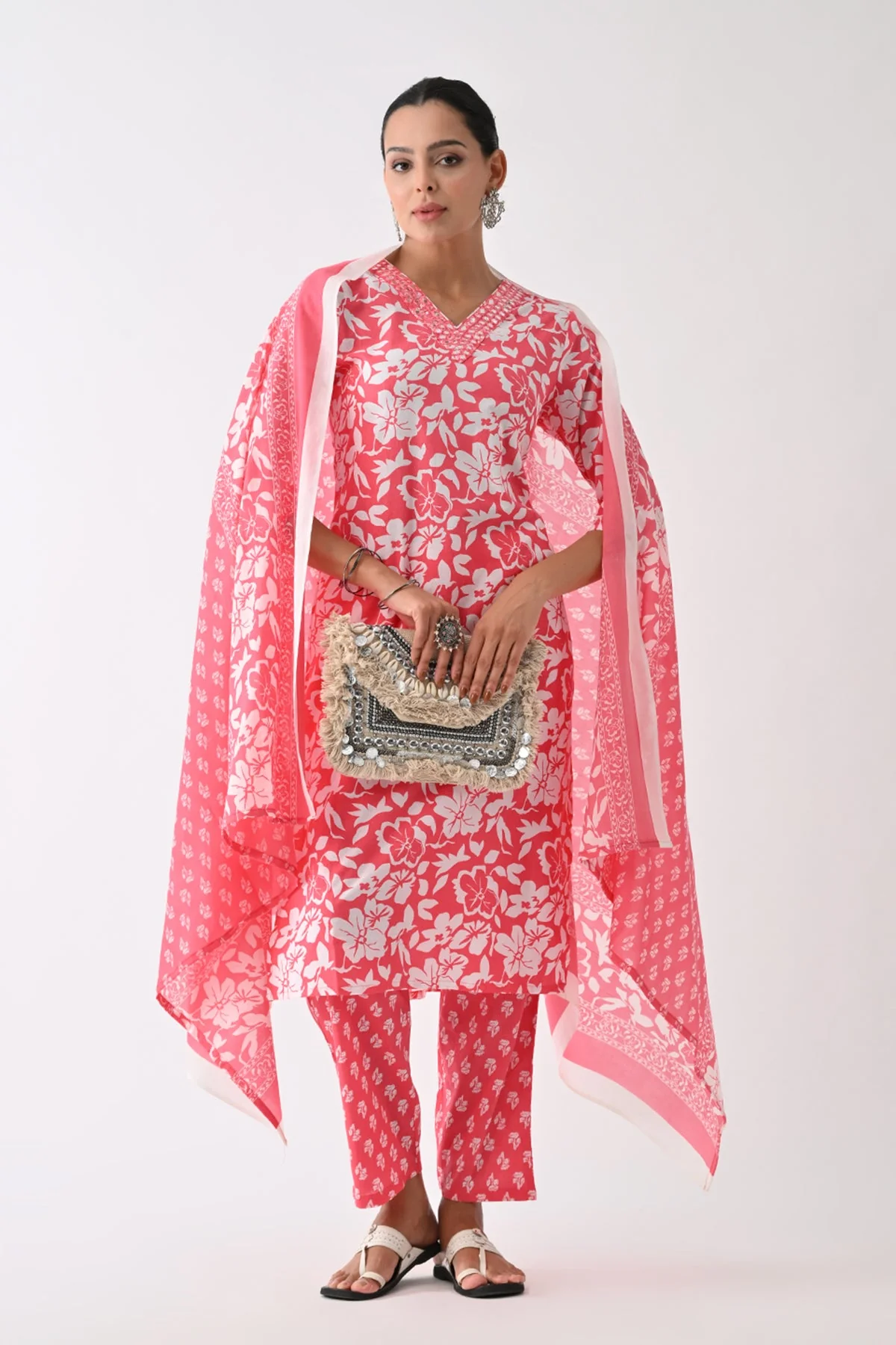 Orange Printed Kurta 3 Pcs Set - Image 8