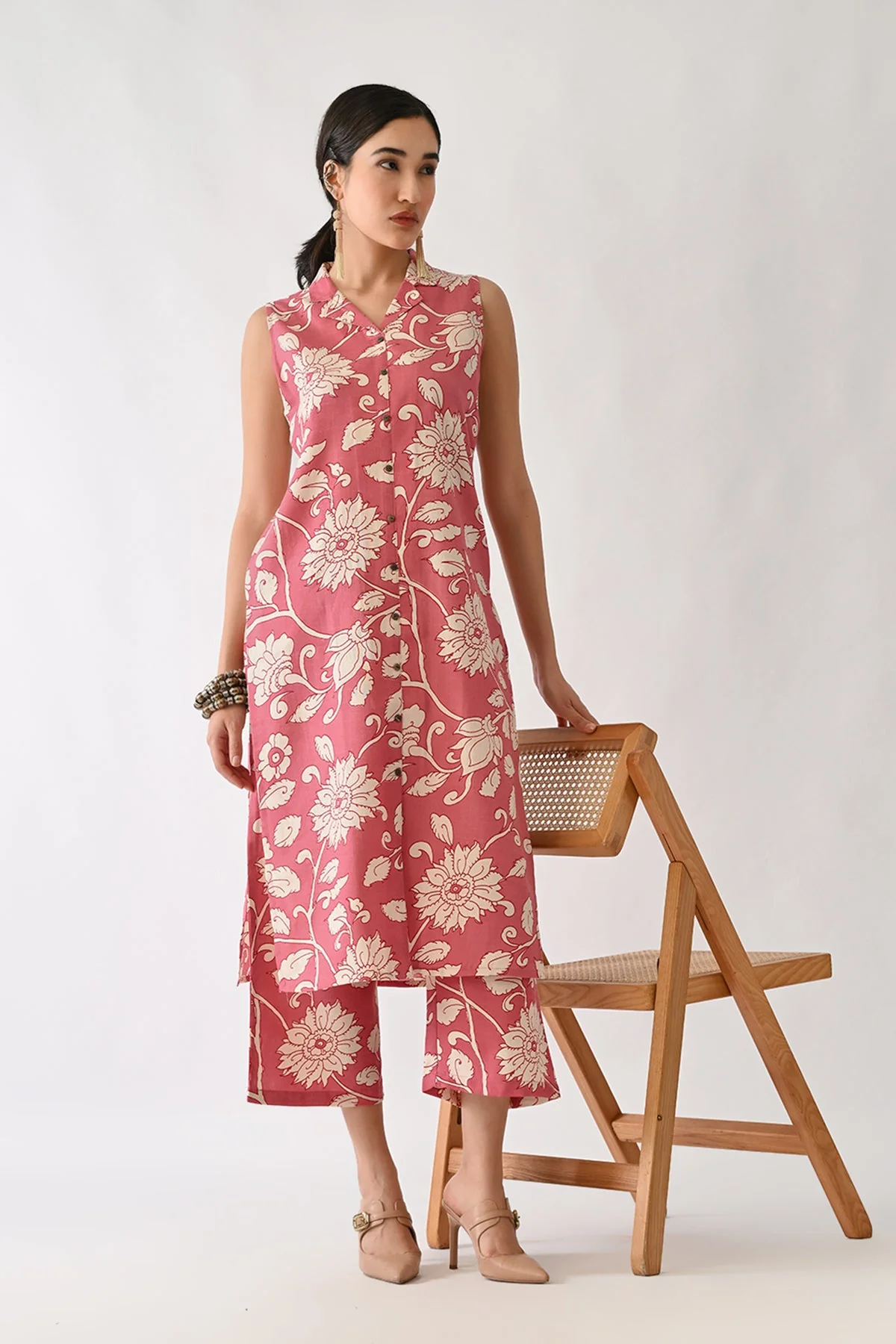 Orchid Pink Printed A-line Kurta 2 Pcs Set