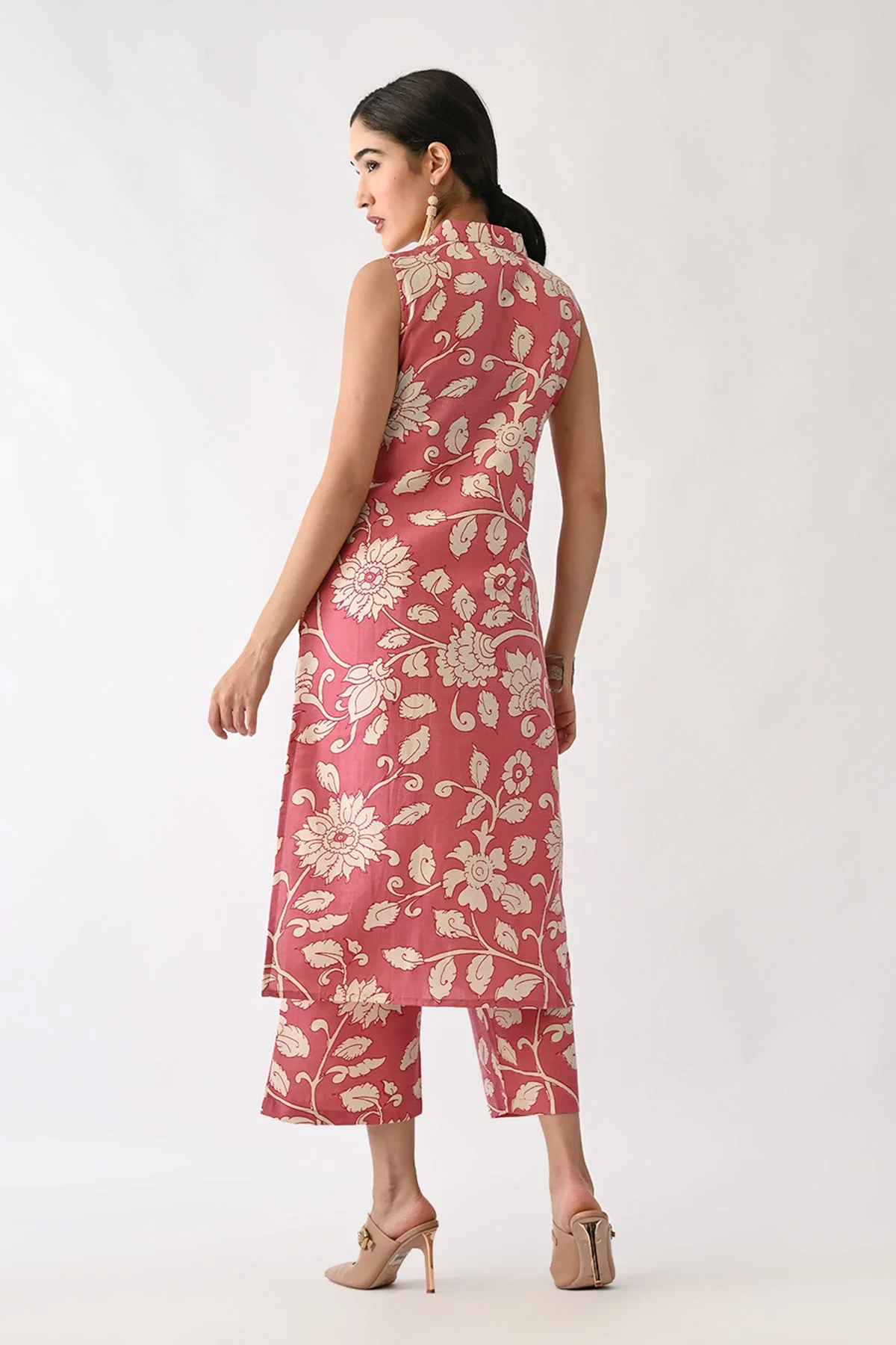 Orchid Pink Printed A-line Kurta 2 Pcs Set - Image 2