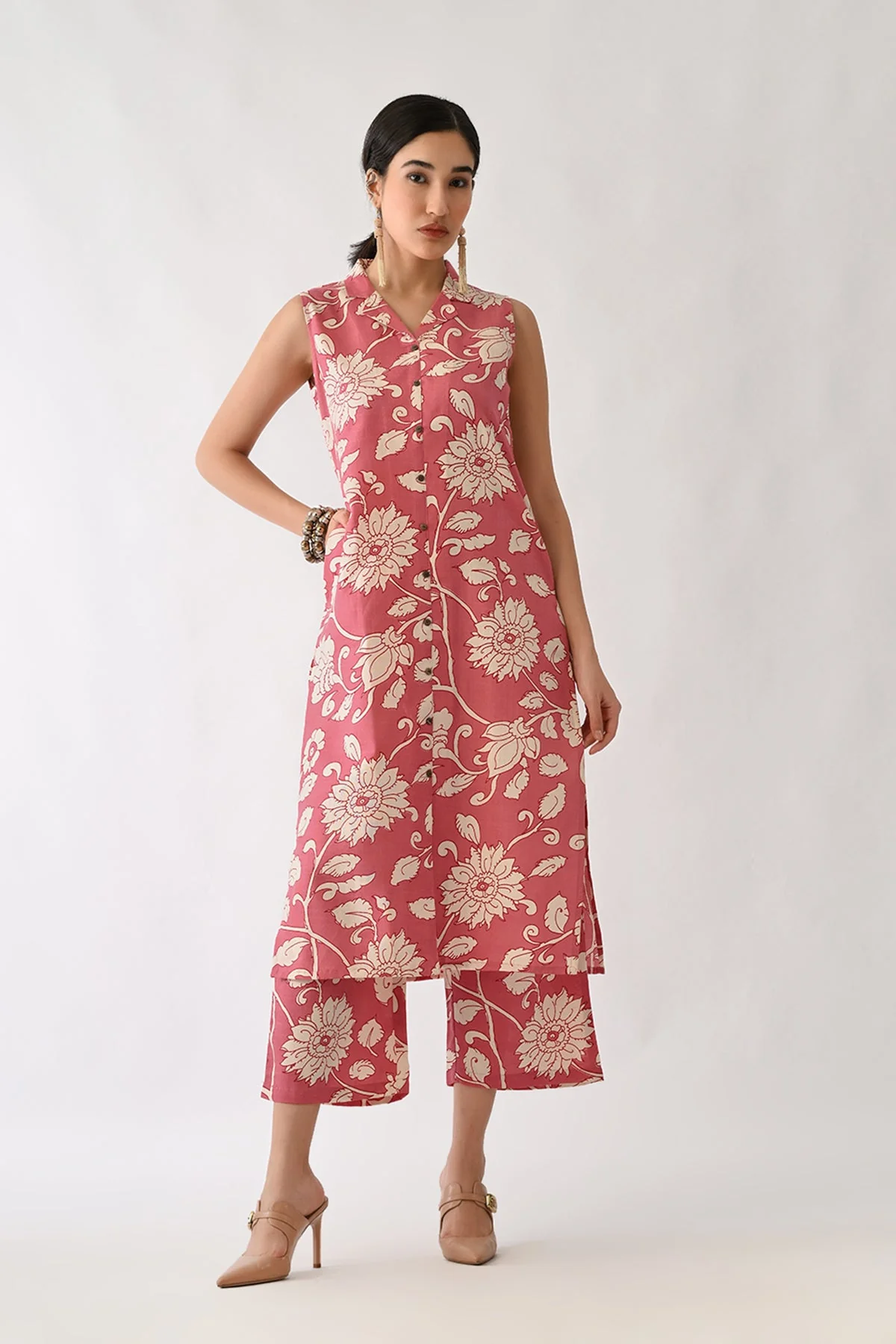Orchid Pink Printed A-line Kurta 2 Pcs Set - Image 4
