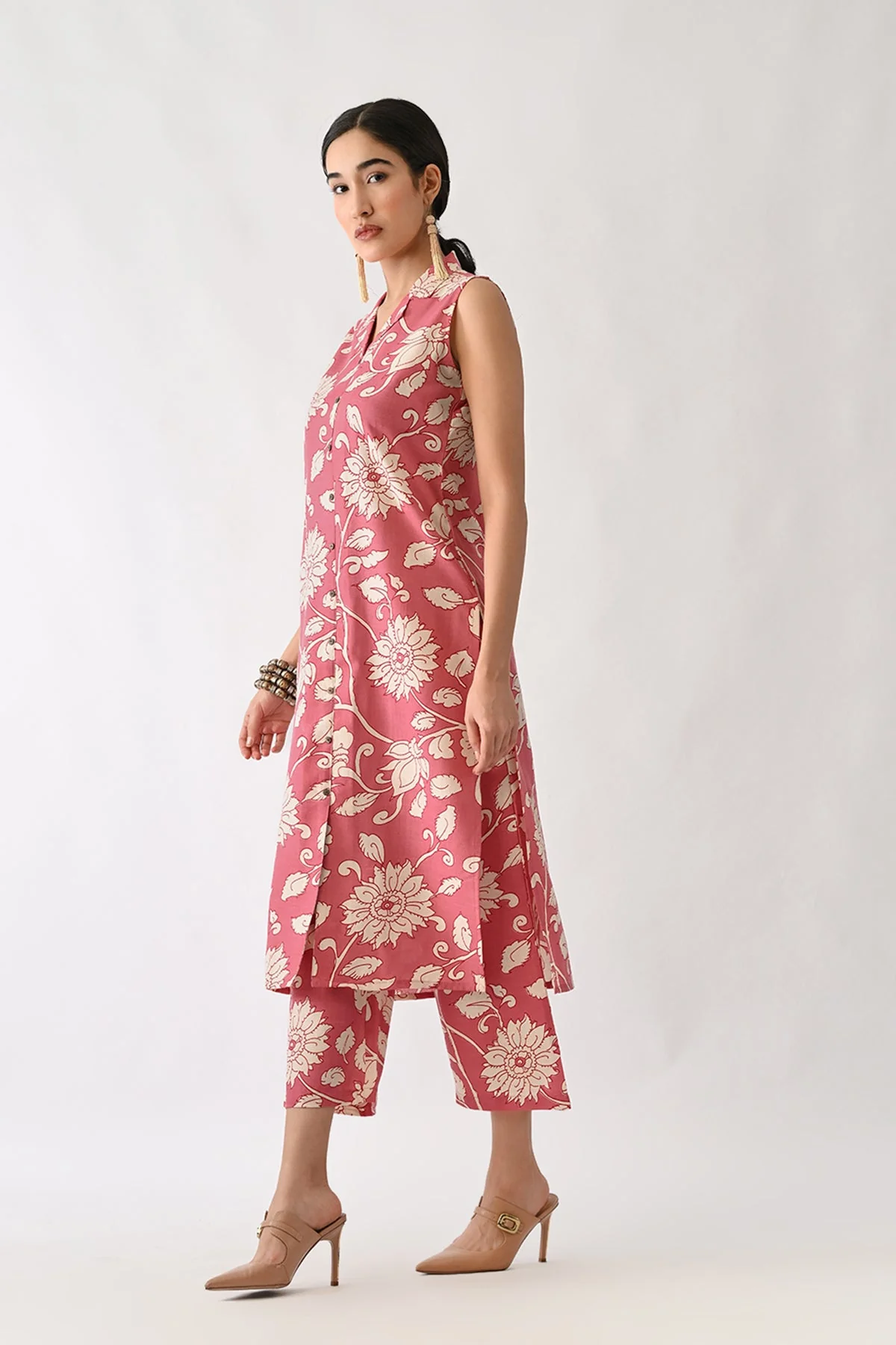 Orchid Pink Printed A-line Kurta 2 Pcs Set - Image 5