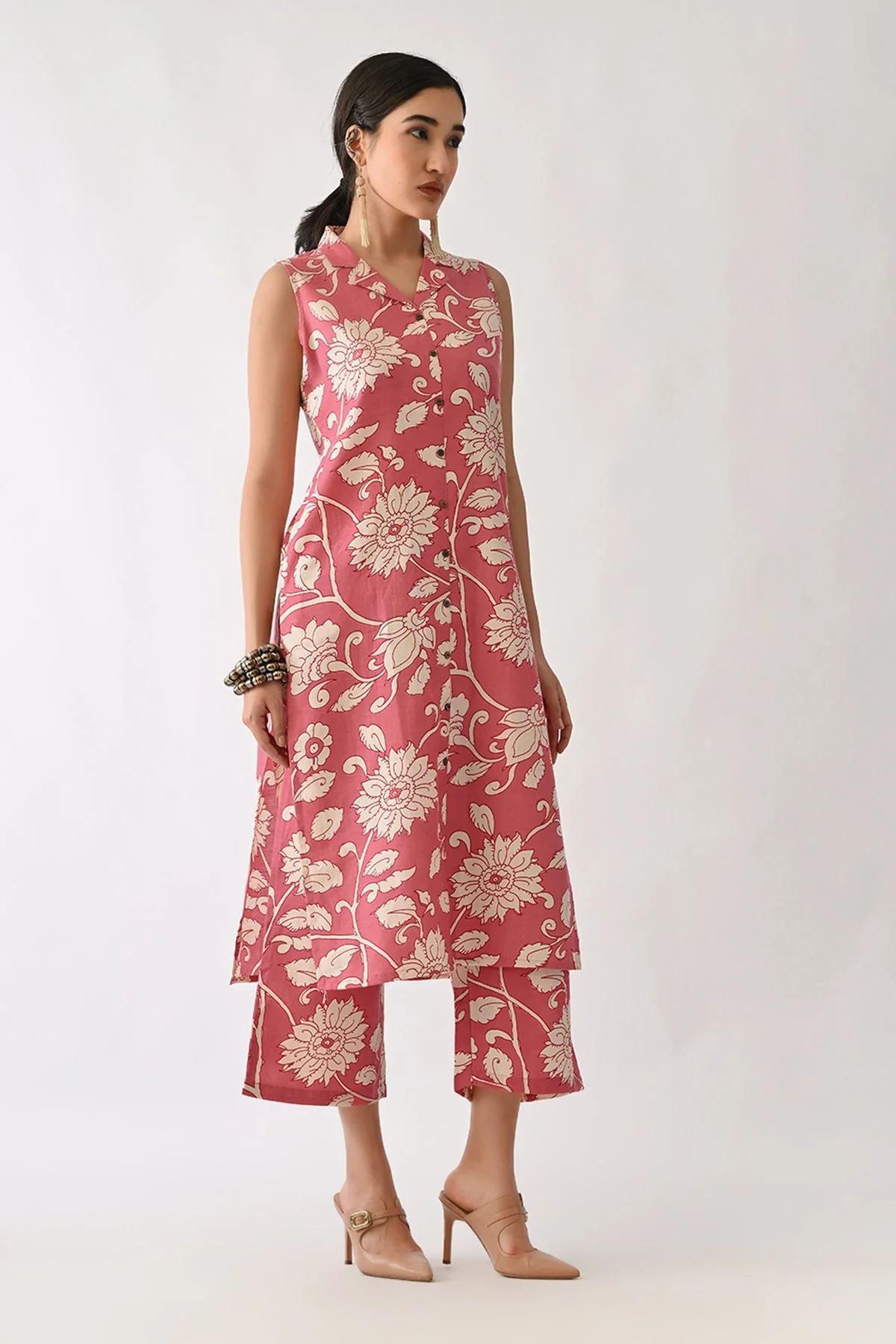Orchid Pink Printed A-line Kurta 2 Pcs Set - Image 6