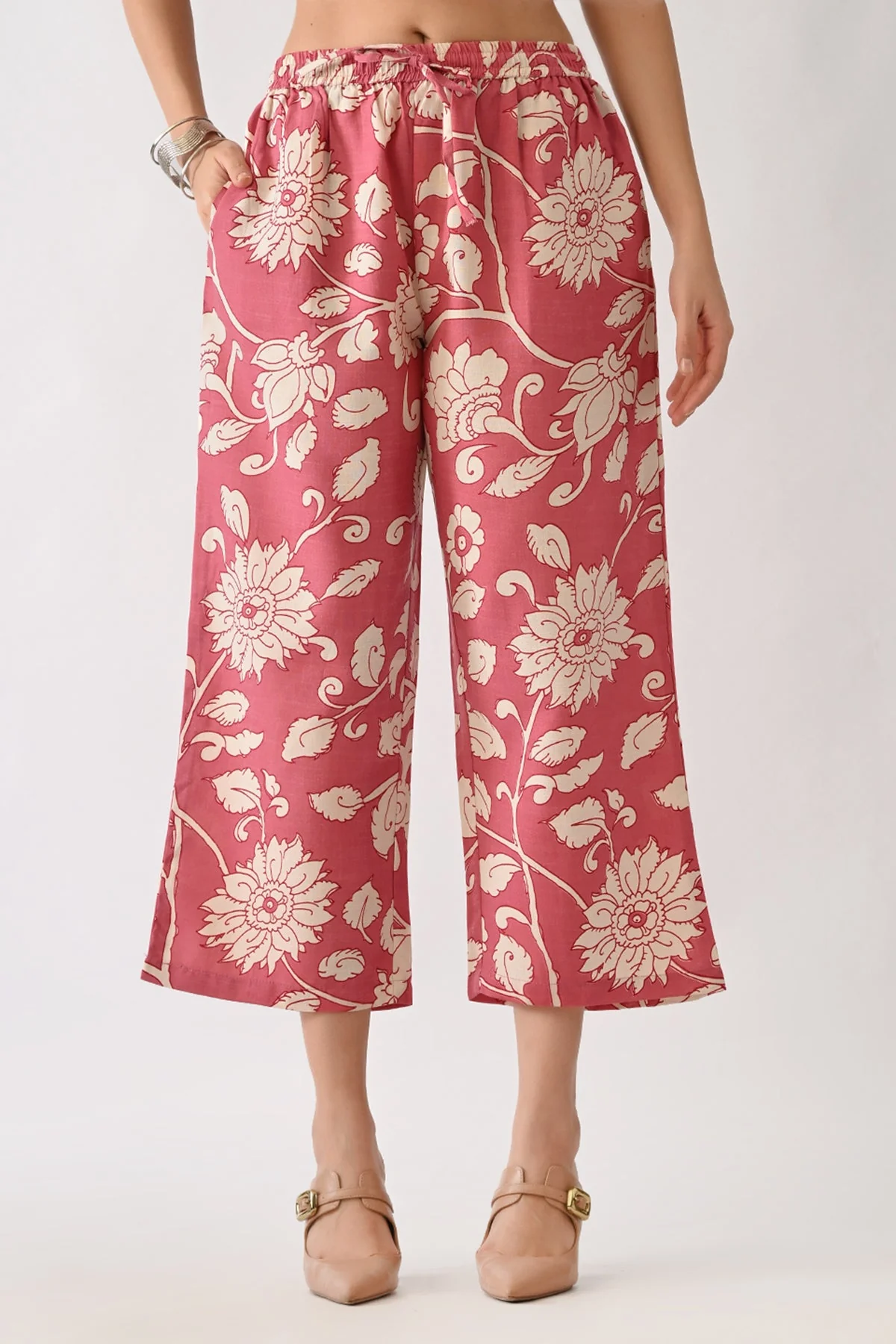 Orchid Pink Printed A-line Kurta 2 Pcs Set - Image 7