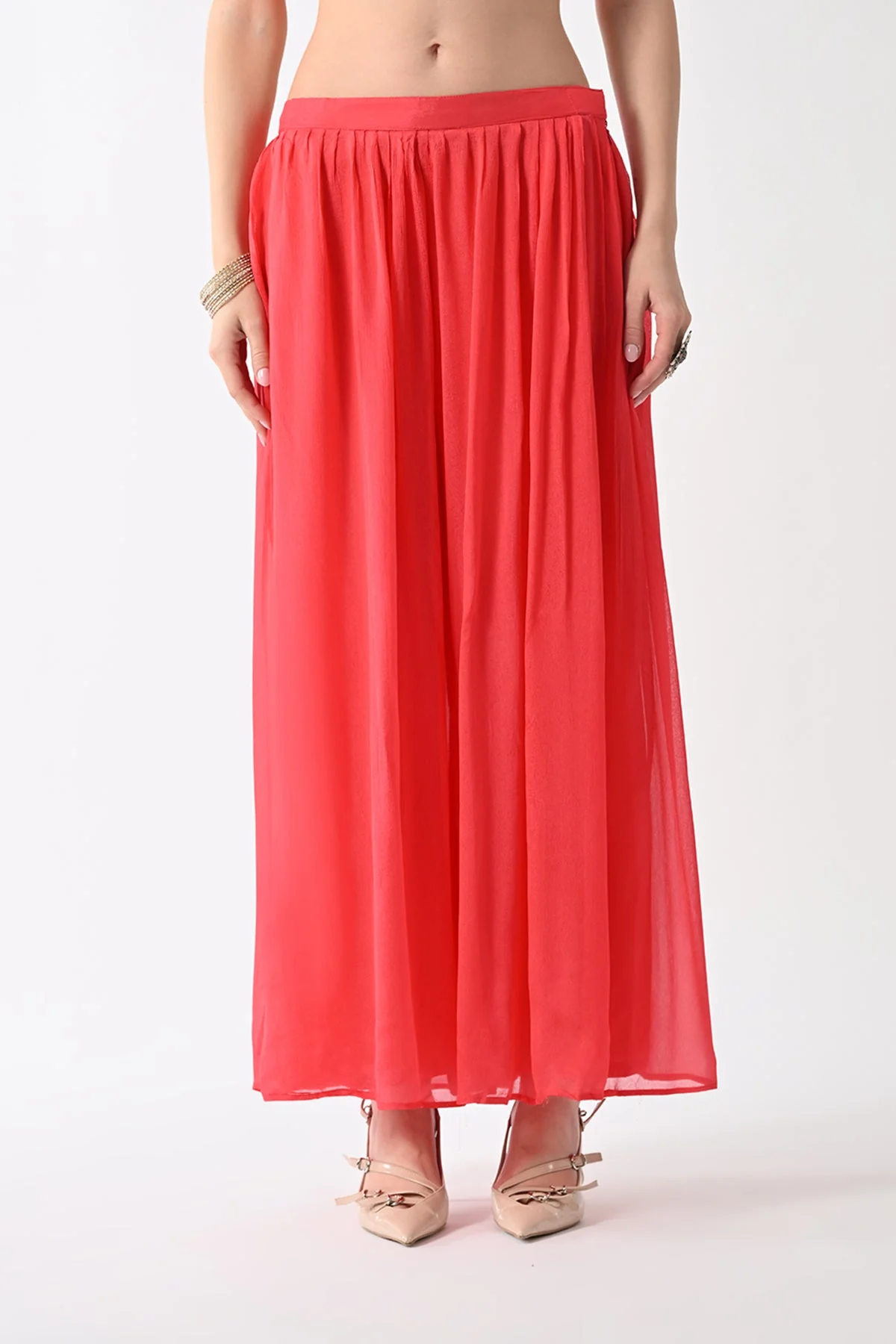 Peach Dress with Printed Shrug - Image 7