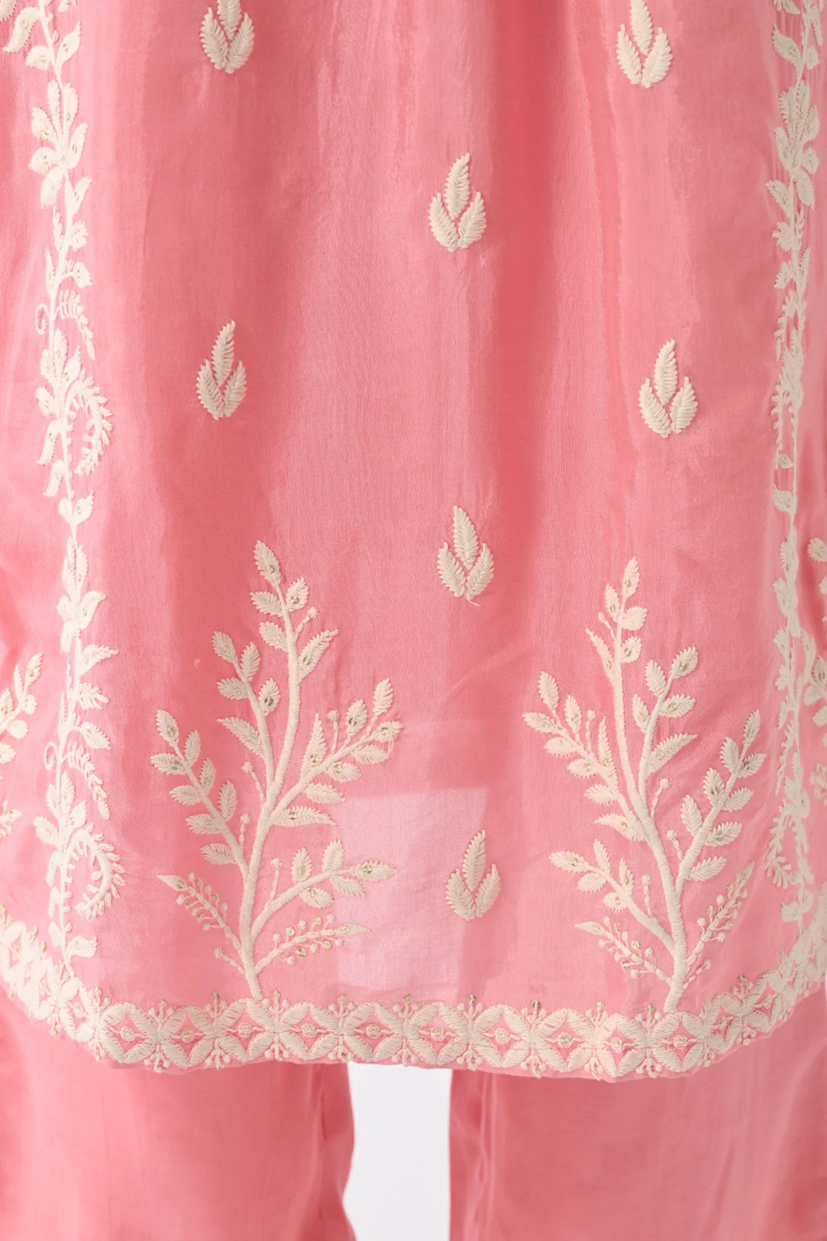 Peach Embroidered Kurta 3 Pcs Set - Image 8
