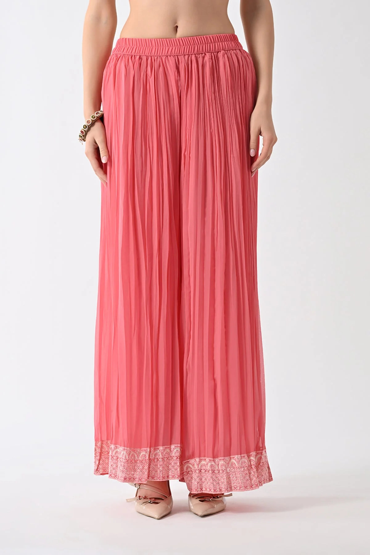 Peach Embroidered Kurta 3 Pcs Set - Image 6