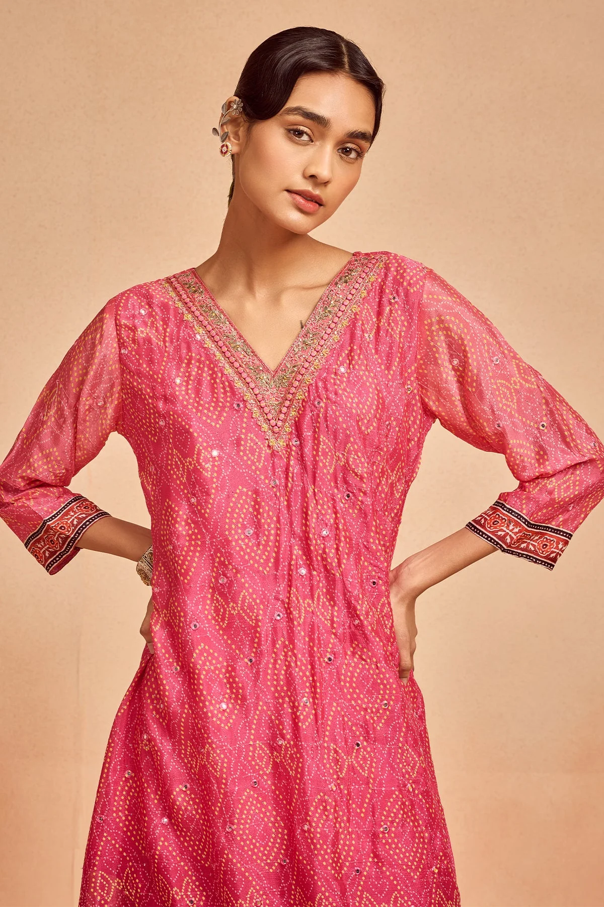 Pink A-Line Kurta Set - Image 3
