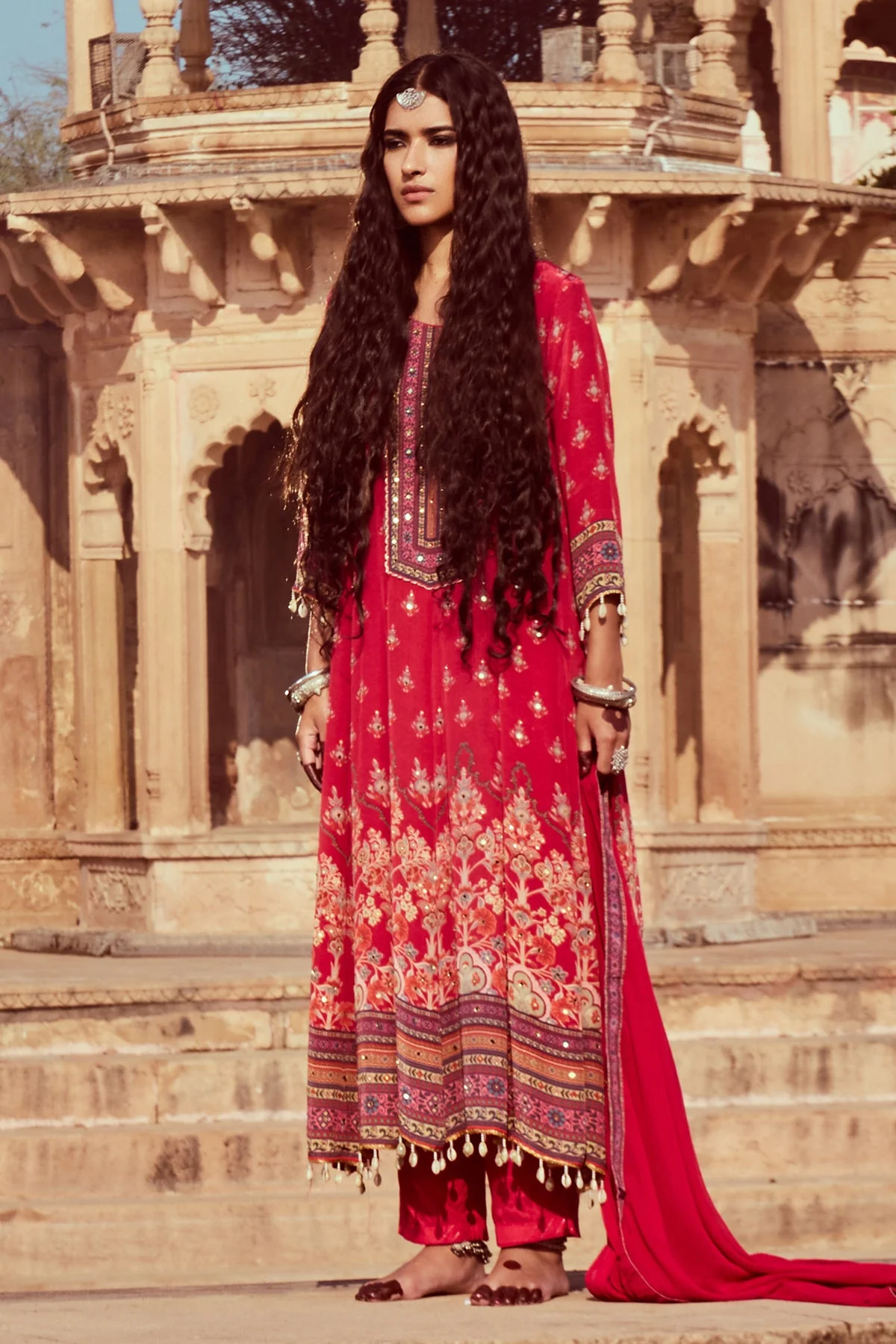 Pink Embellished Kurta 3 Pcs Set - Image 4