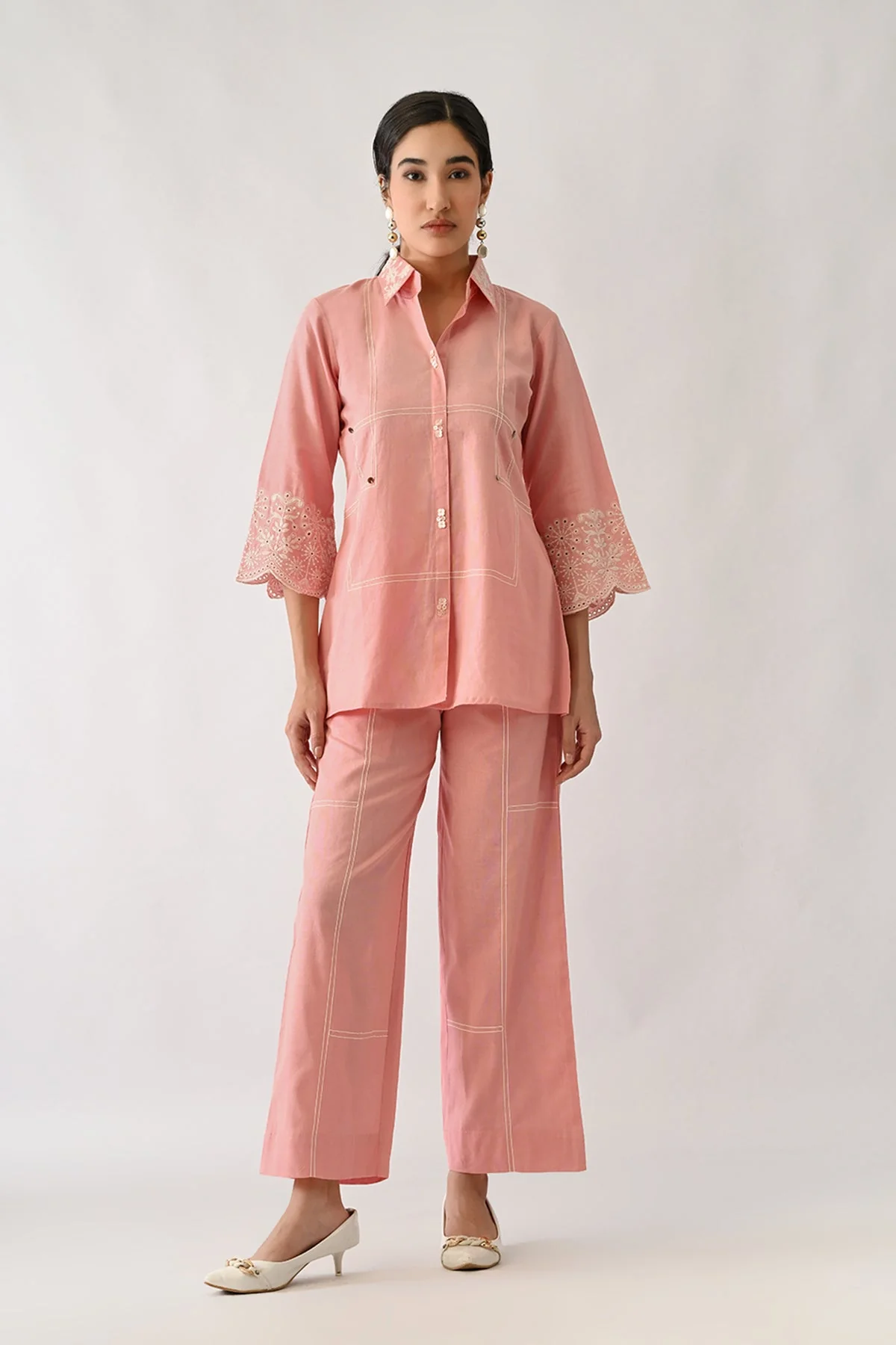 Pink Embroidered Co-Ord Set