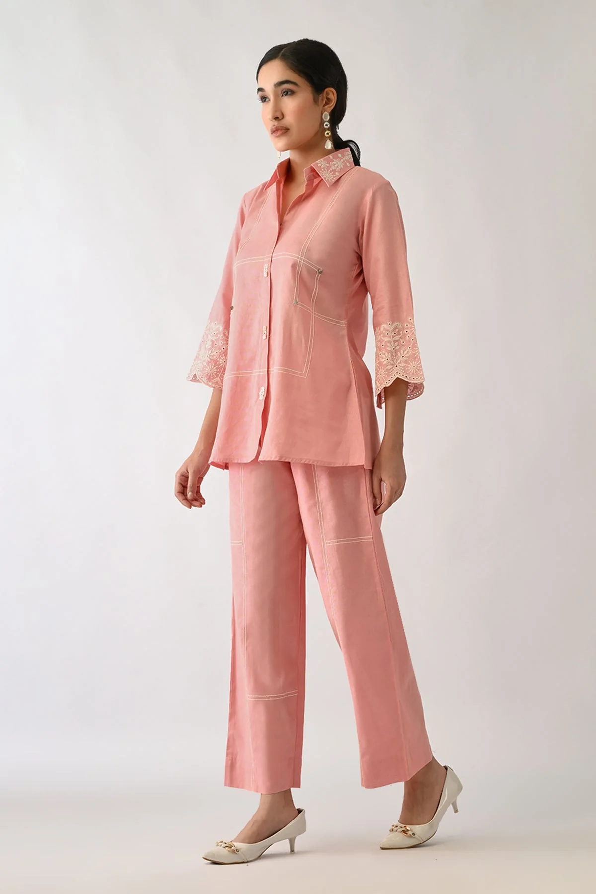 Pink Embroidered Co-Ord Set - Image 2