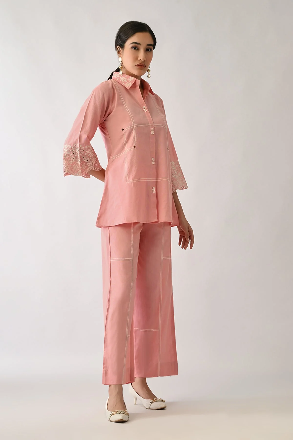 Pink Embroidered Co-Ord Set - Image 3