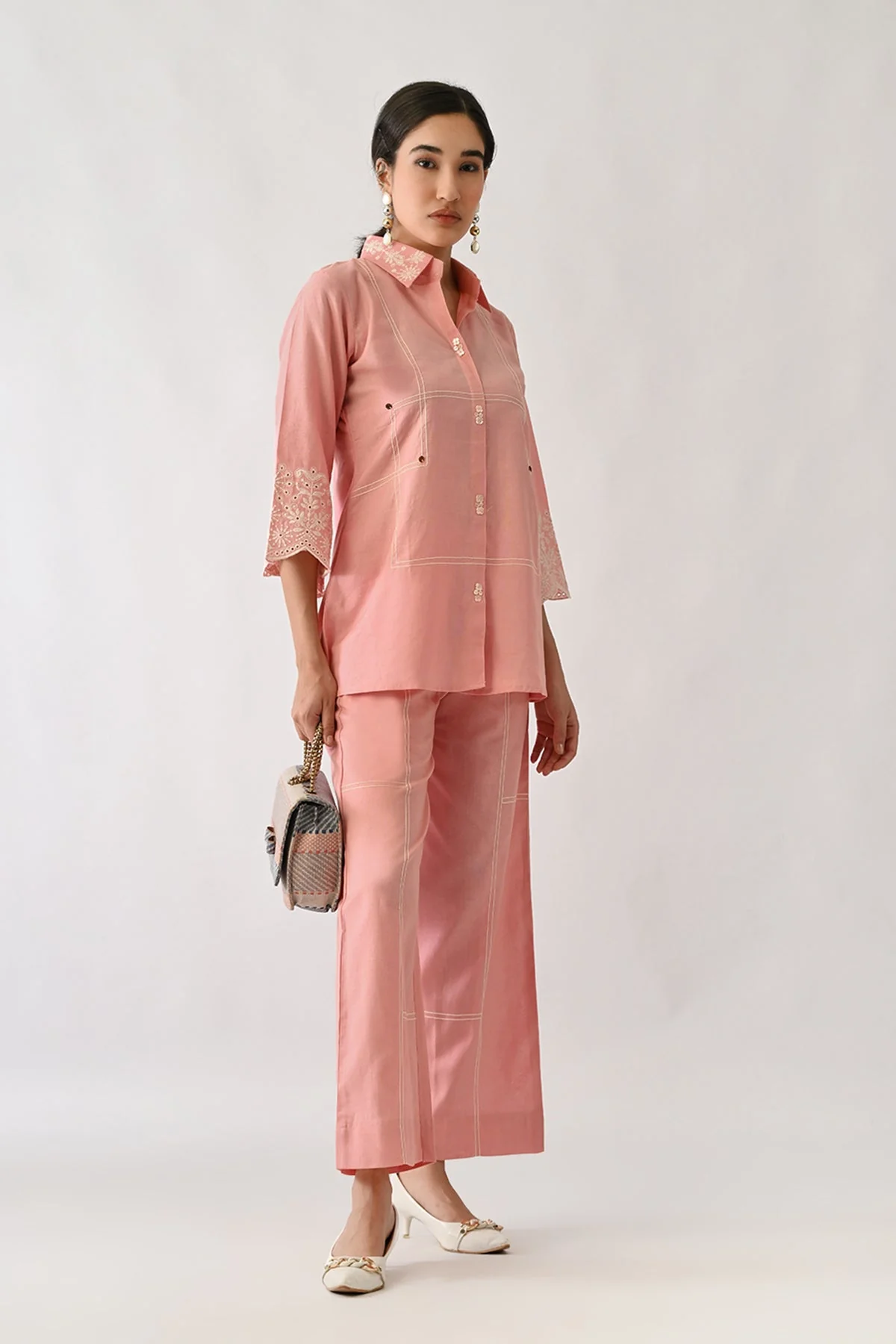 Pink Embroidered Co-Ord Set - Image 7