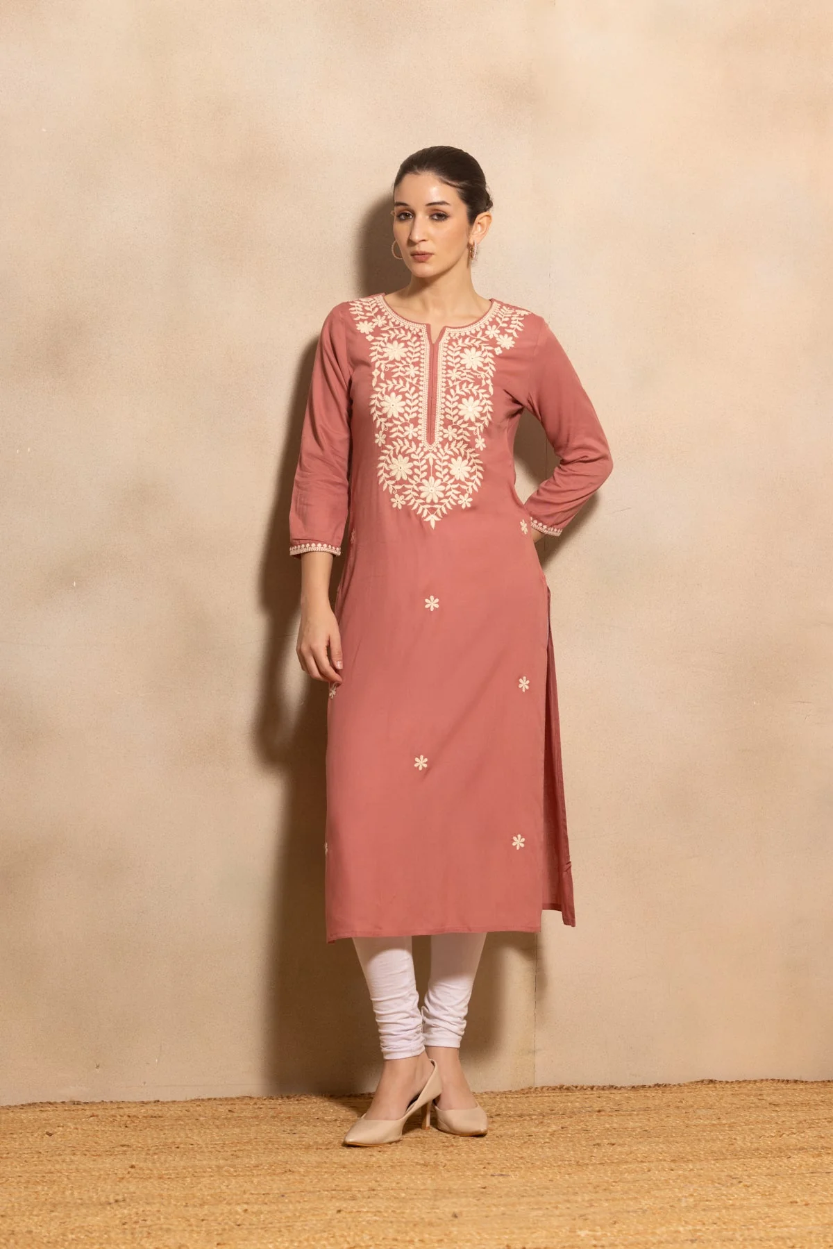 Pink Embroidered Kurta