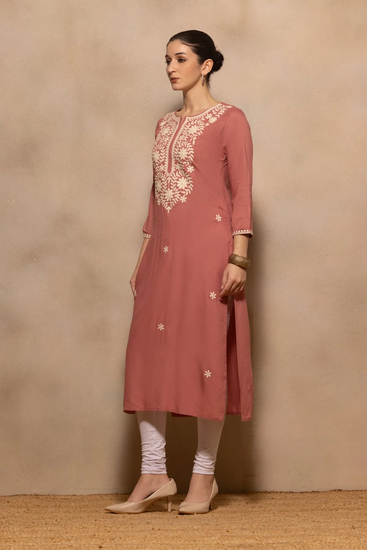 Pink Embroidered Kurta - Image 2