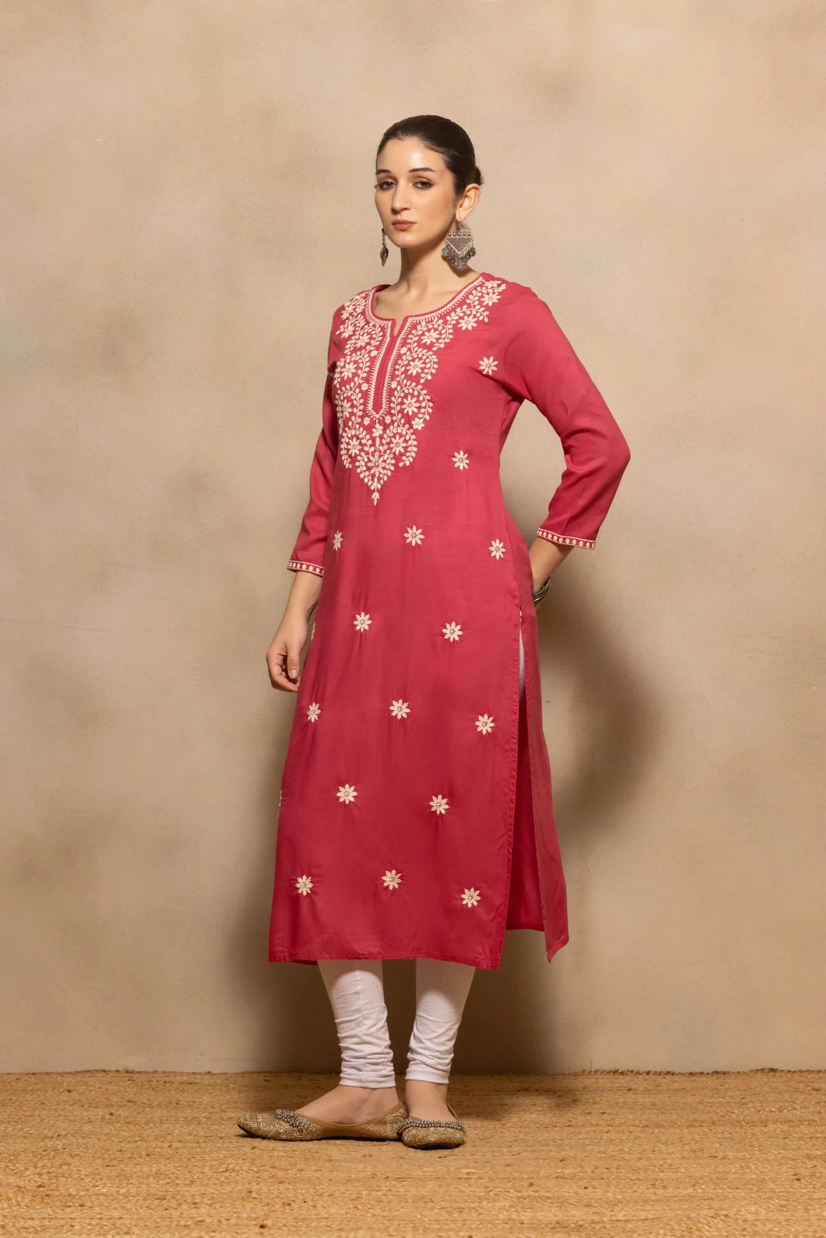 Pink Embroidered Kurta - Image 2