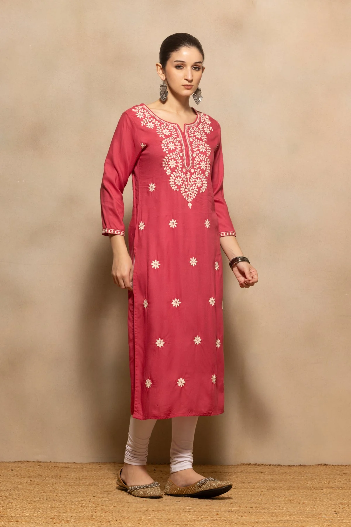 Pink Embroidered Kurta - Image 3
