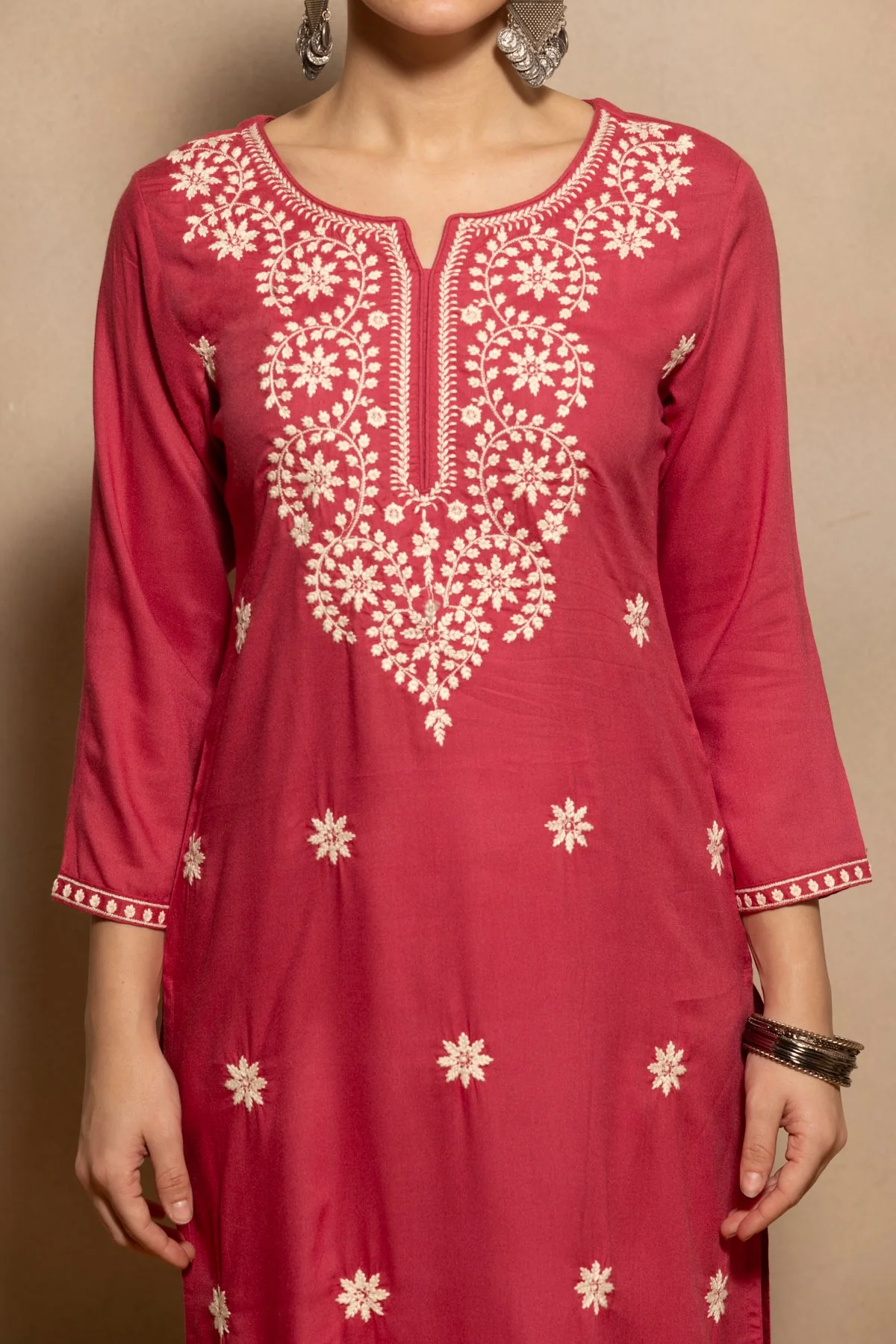 Pink Embroidered Kurta - Image 4