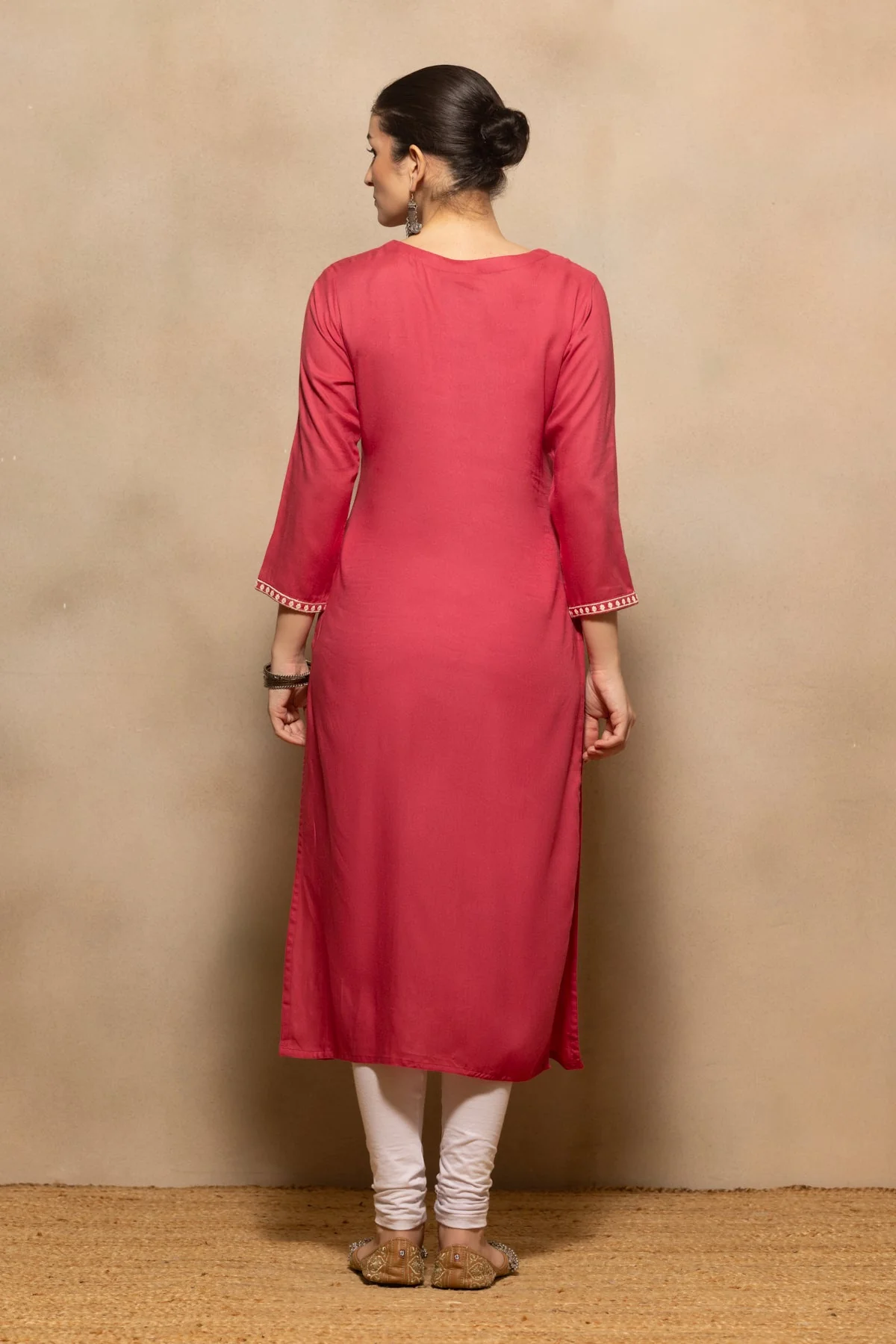 Pink Embroidered Kurta - Image 5