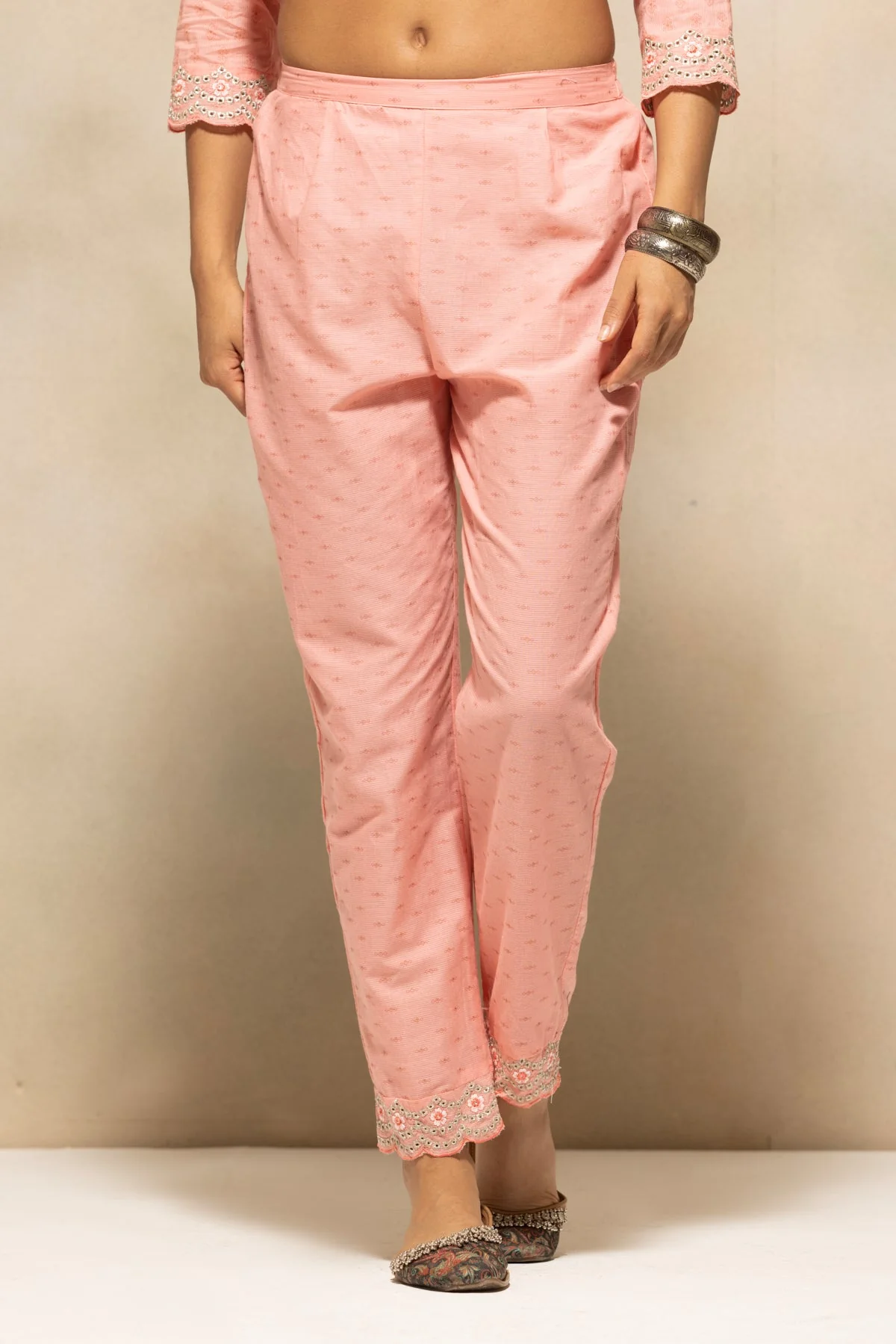 Pink Embroidered Kurta 3 Pcs Set - Image 6