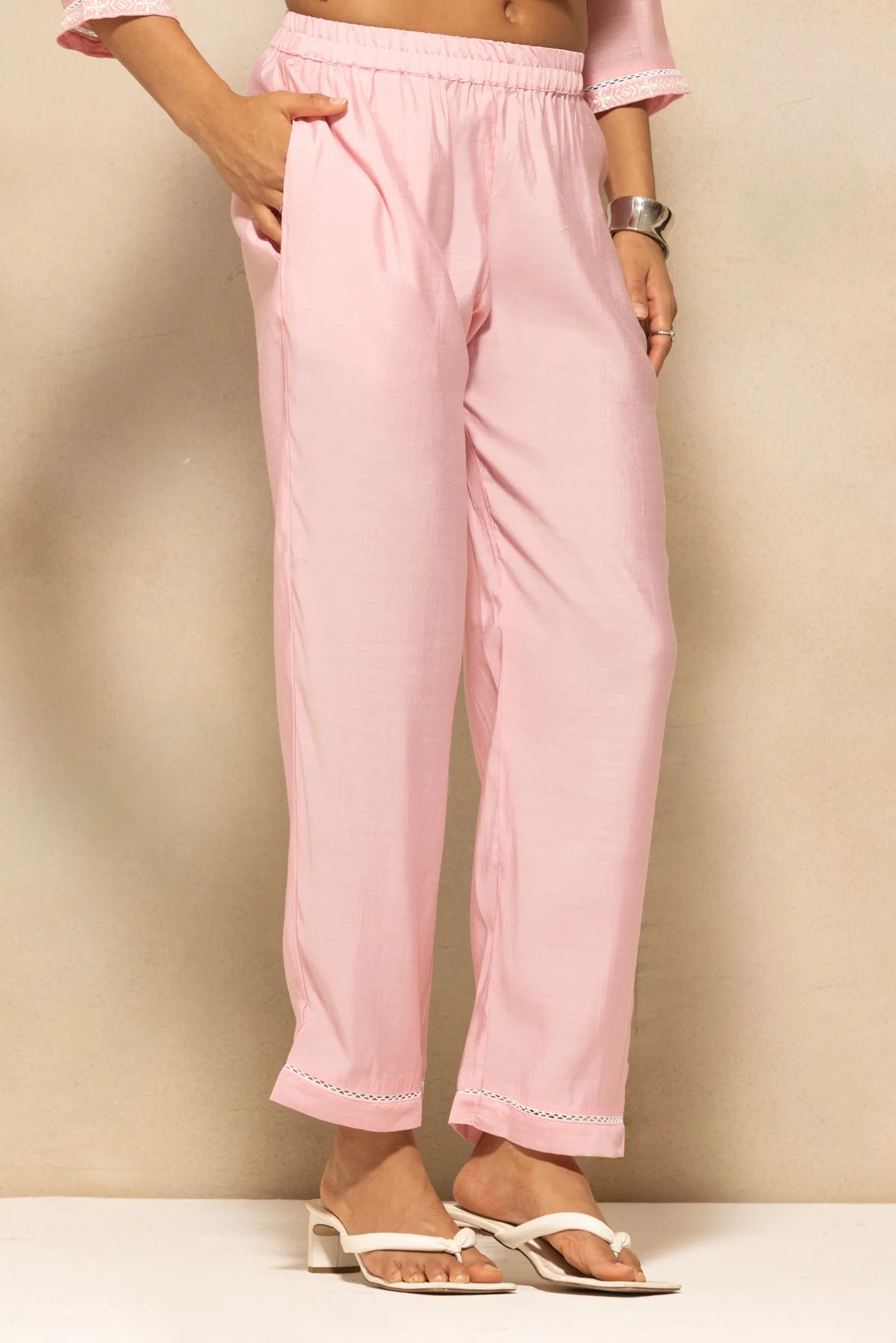 Pink Embroidered Kurta 3 Pcs Set - Image 6