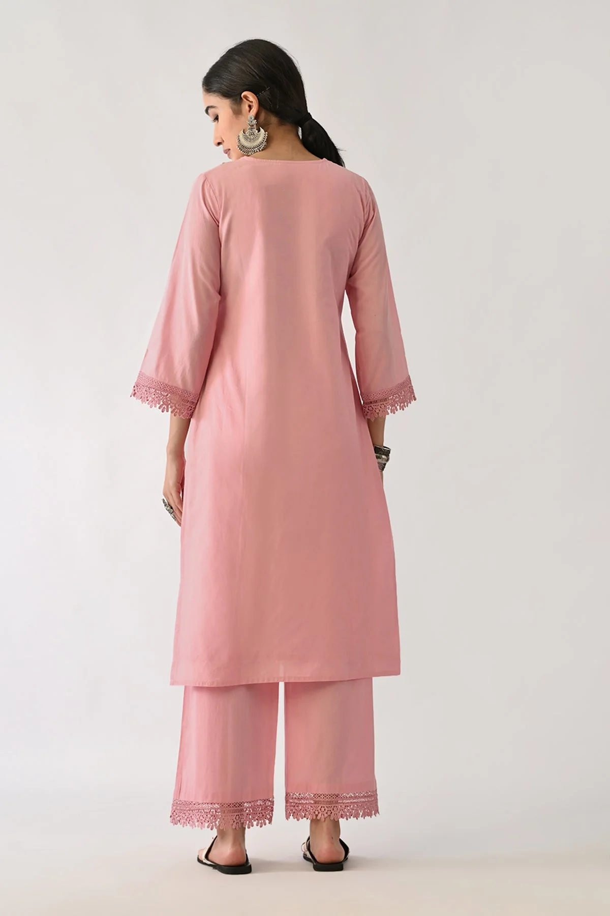 Pink Embroidered Kurta 2 Pcs Set - Image 5