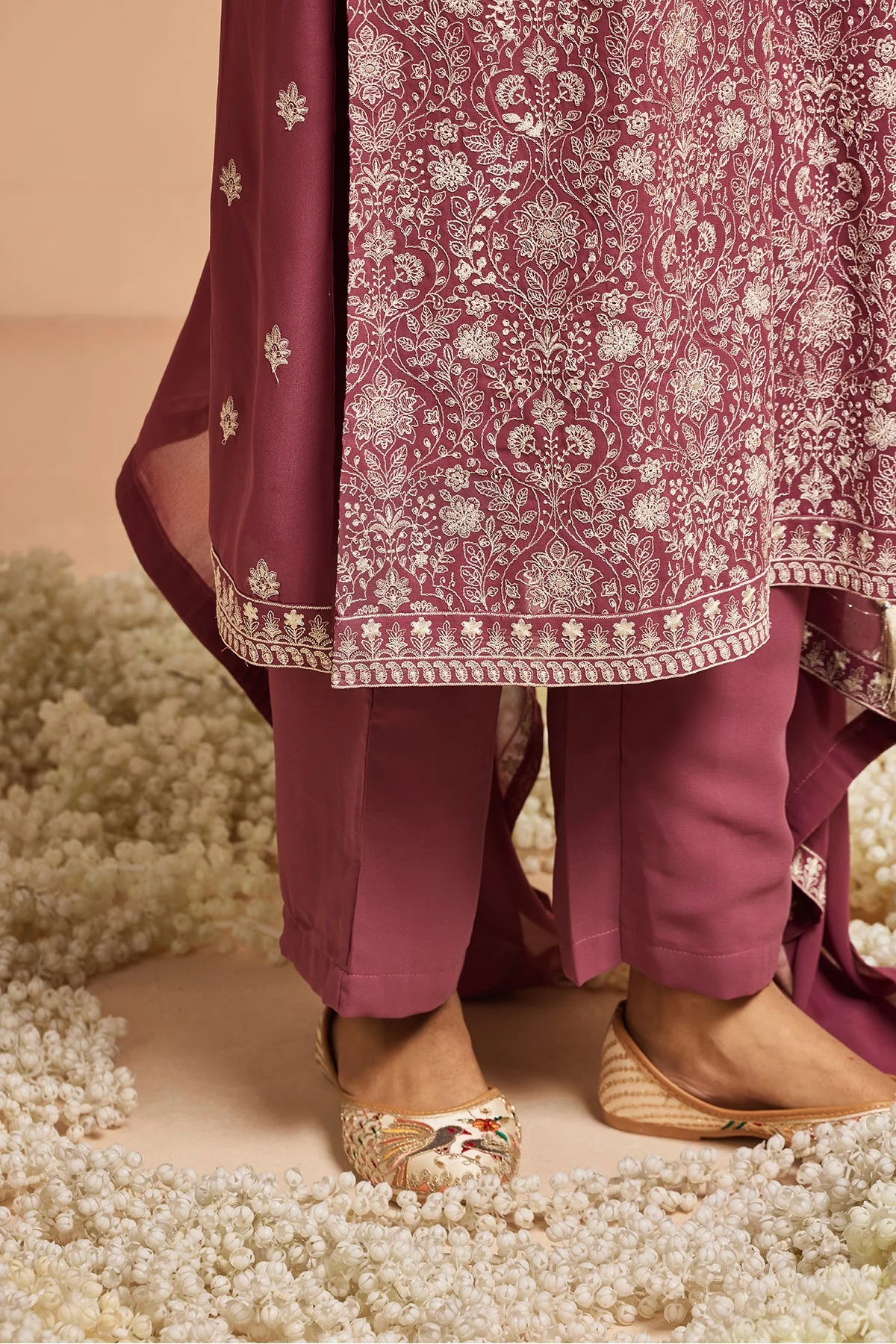 Pink Embroidered Kurta 3 Pcs Set - Image 5