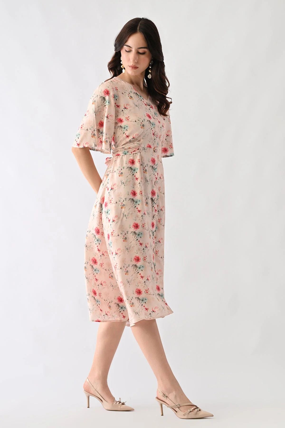 Pink Floral Printed Dress - Image 3
