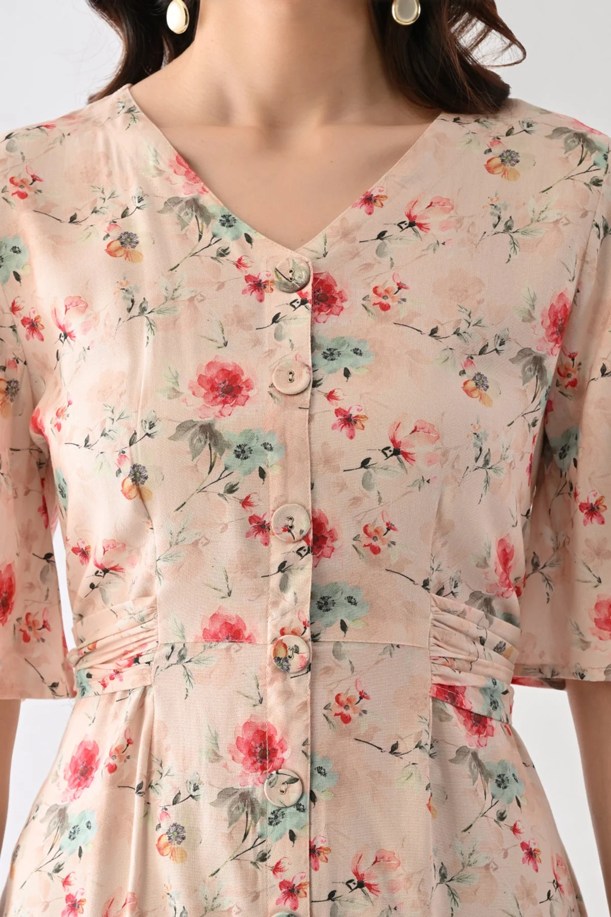Pink Floral Printed Dress - Image 4