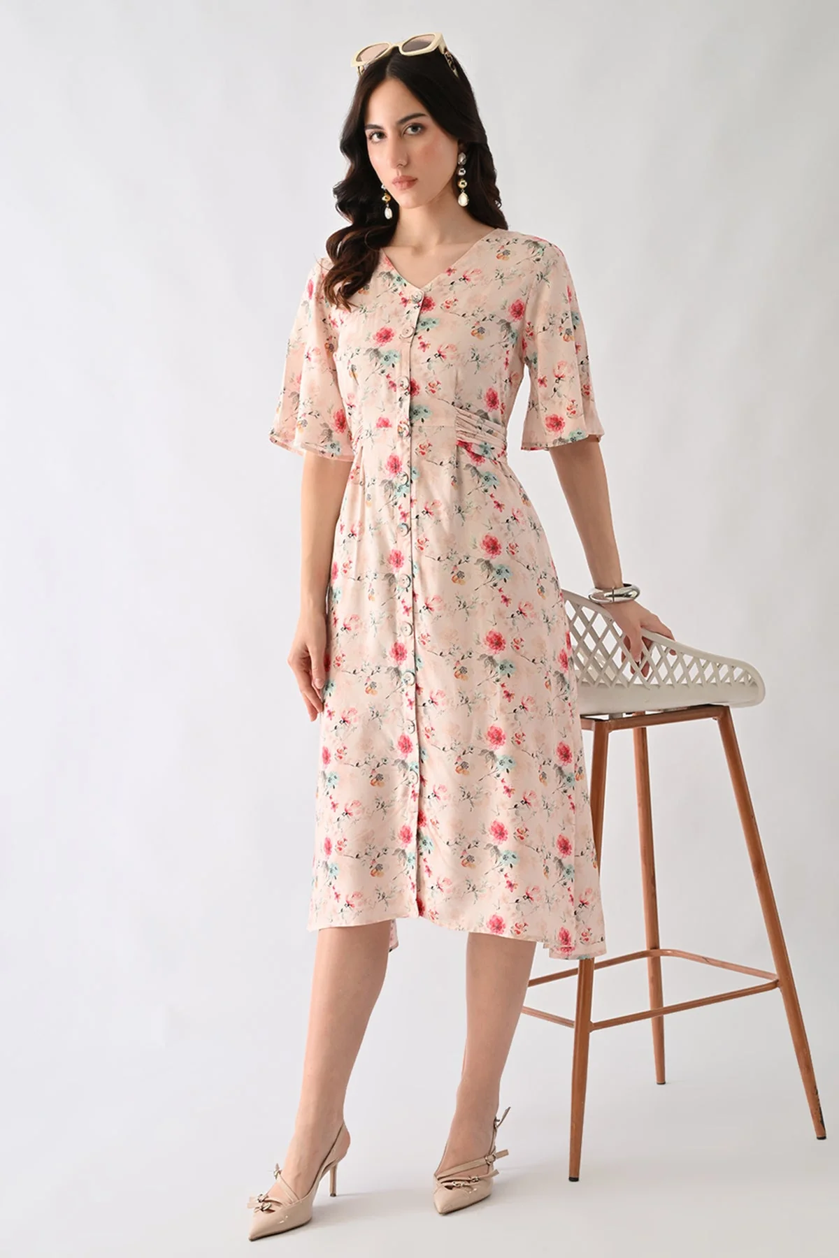 Pink Floral Printed Dress - Image 6