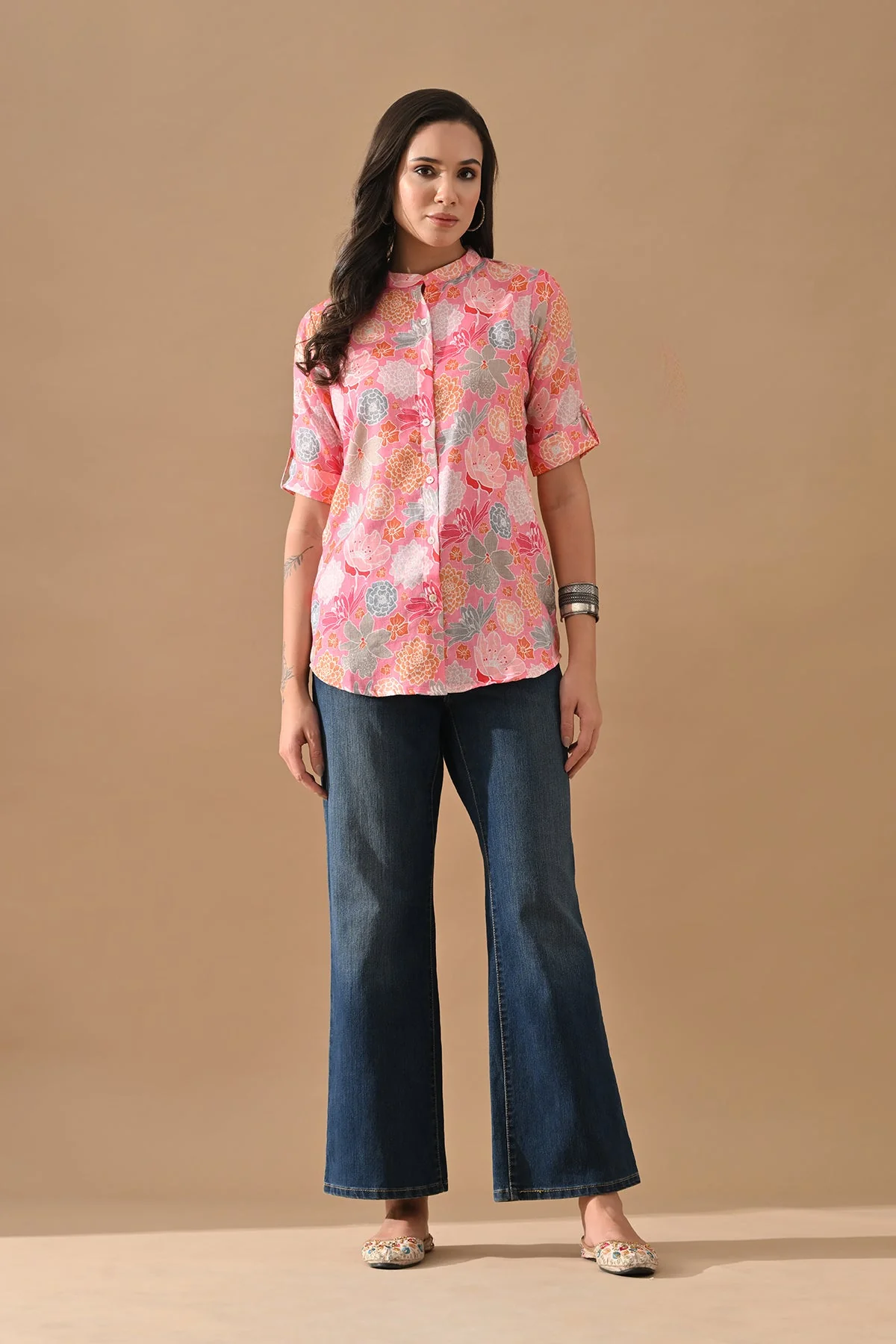 Pink Floral Printed Top