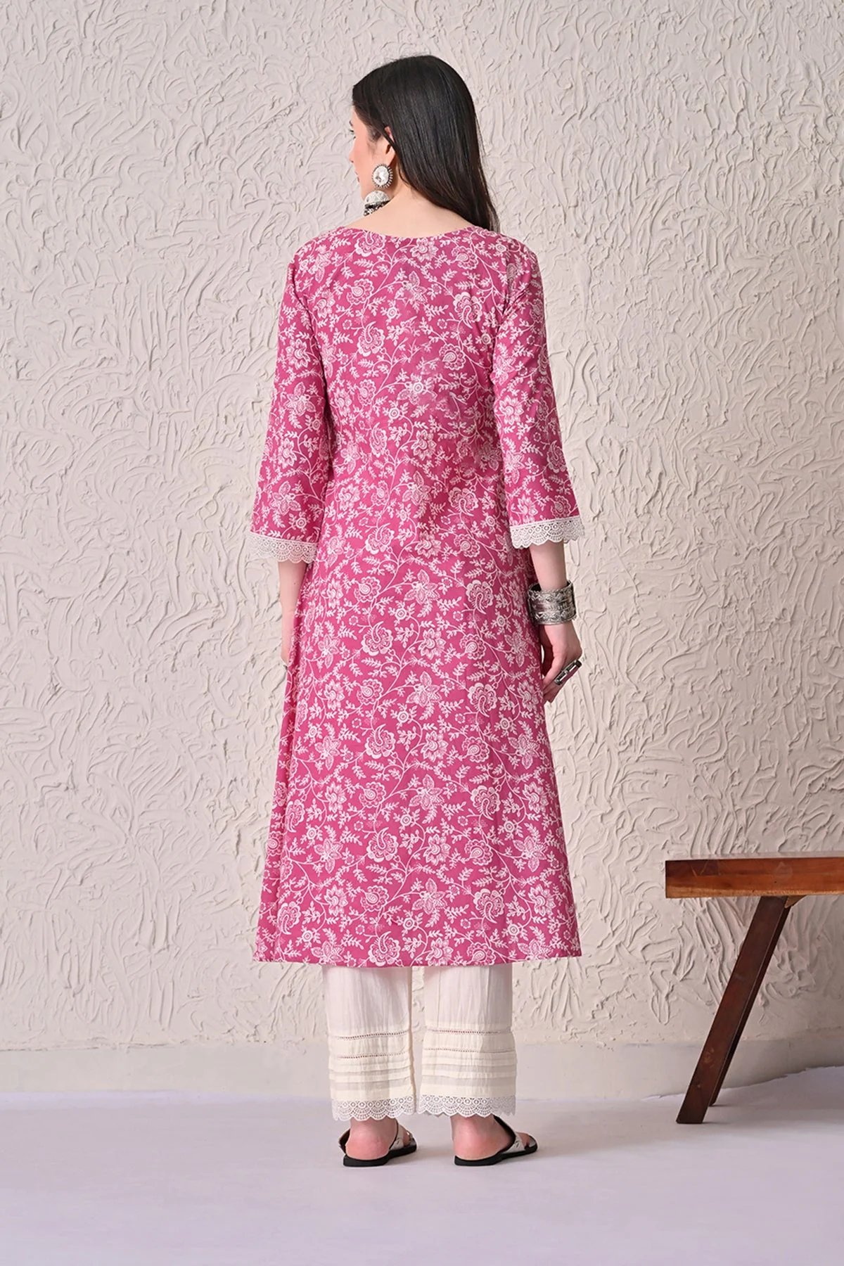 Pink Printed A-line Kurta 2 Pcs Set - Image 5