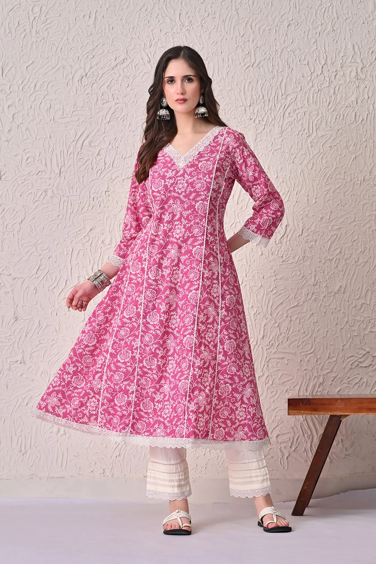 Pink Printed A-line Kurta 2 Pcs Set - Image 7