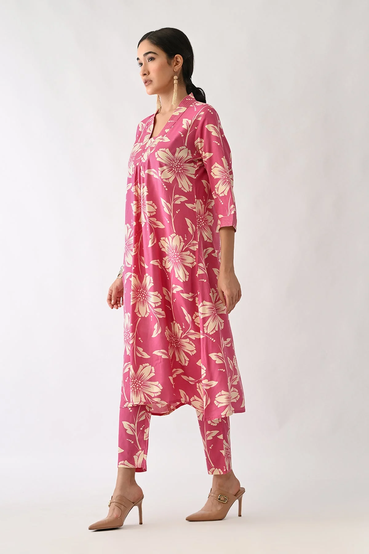 Pink Printed A-line Kurta 2 Pcs Set - Image 2