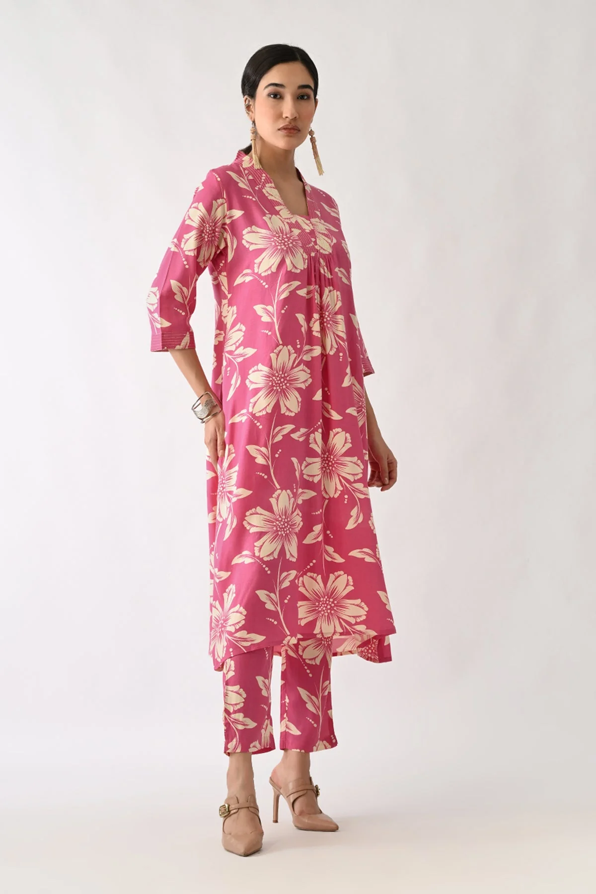 Pink Printed A-line Kurta 2 Pcs Set - Image 3