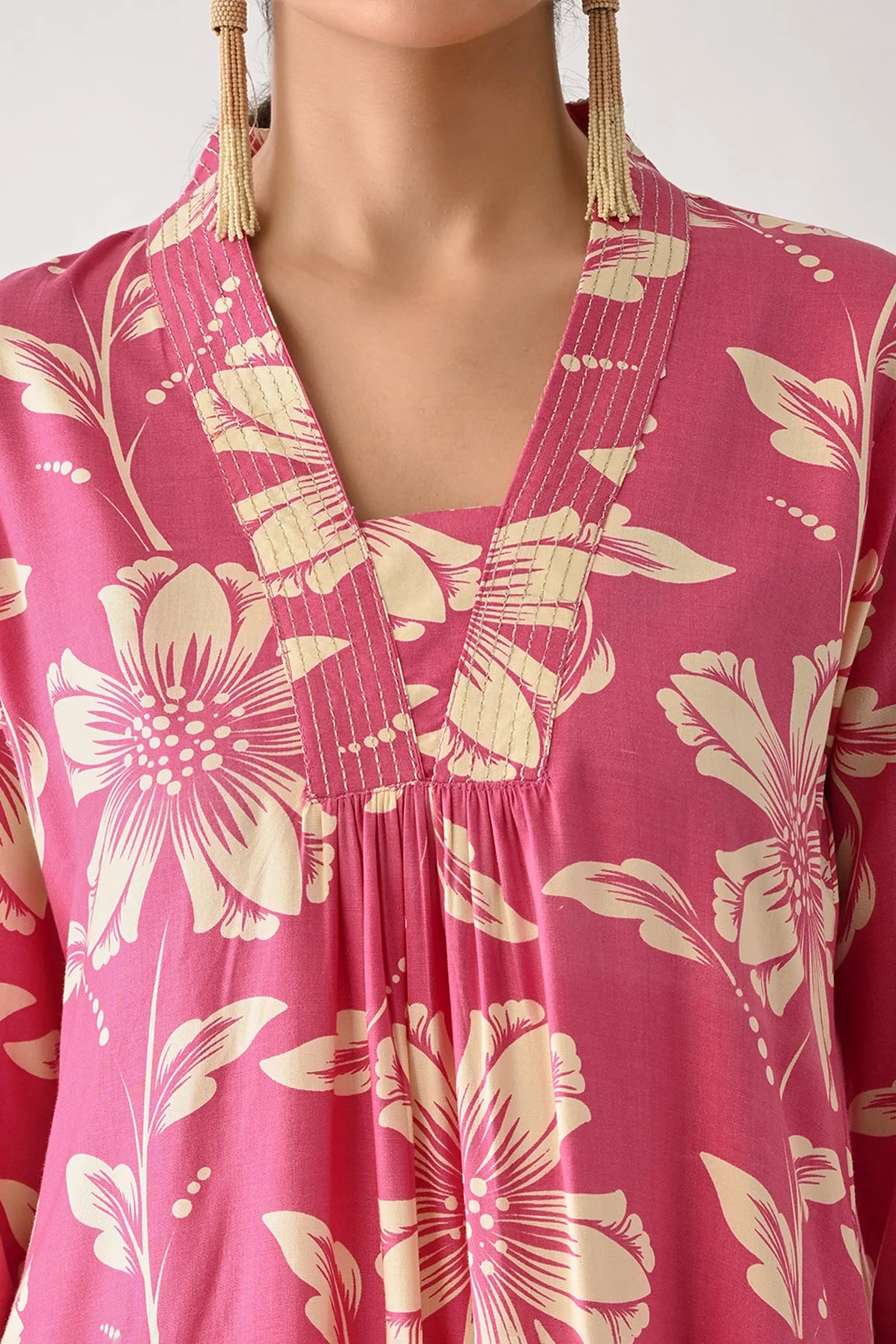 Pink Printed A-line Kurta 2 Pcs Set - Image 4