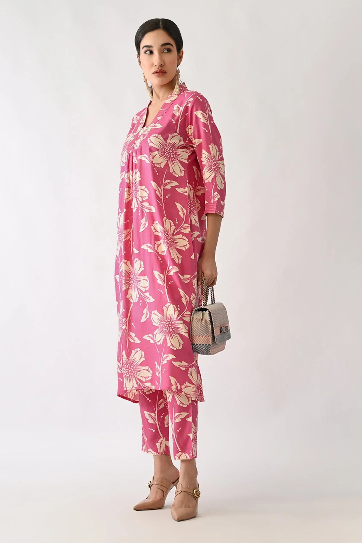 Pink Printed A-line Kurta 2 Pcs Set - Image 5