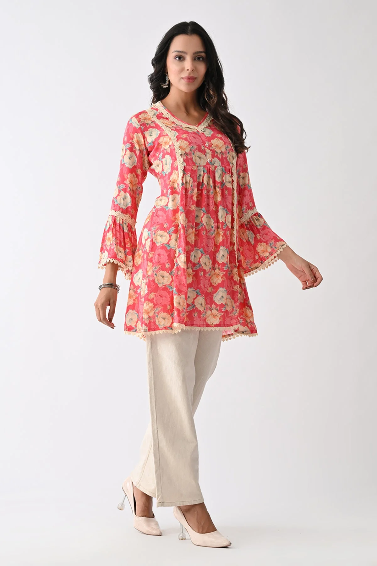 Pink Printed A-Line Tunic - Image 4