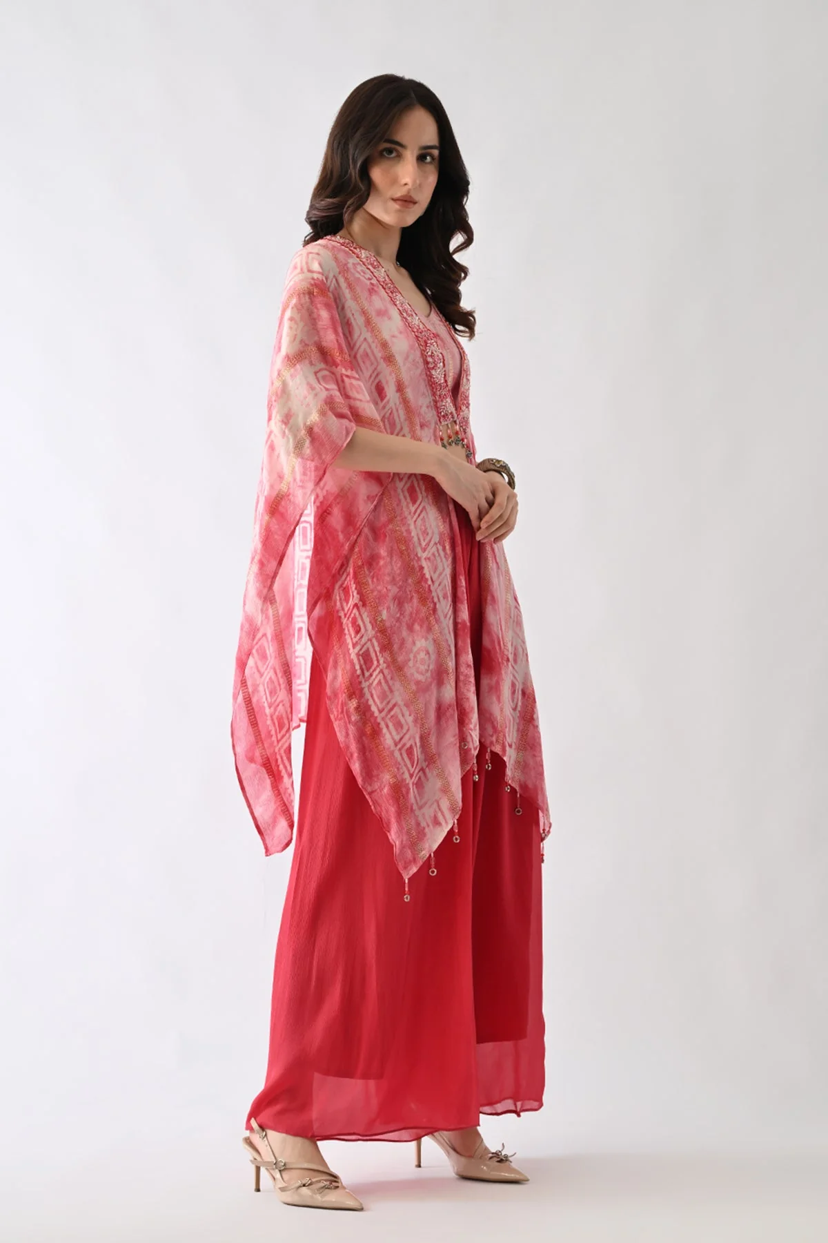 Pink Printed Kaftan 3 Pcs Set - Image 3