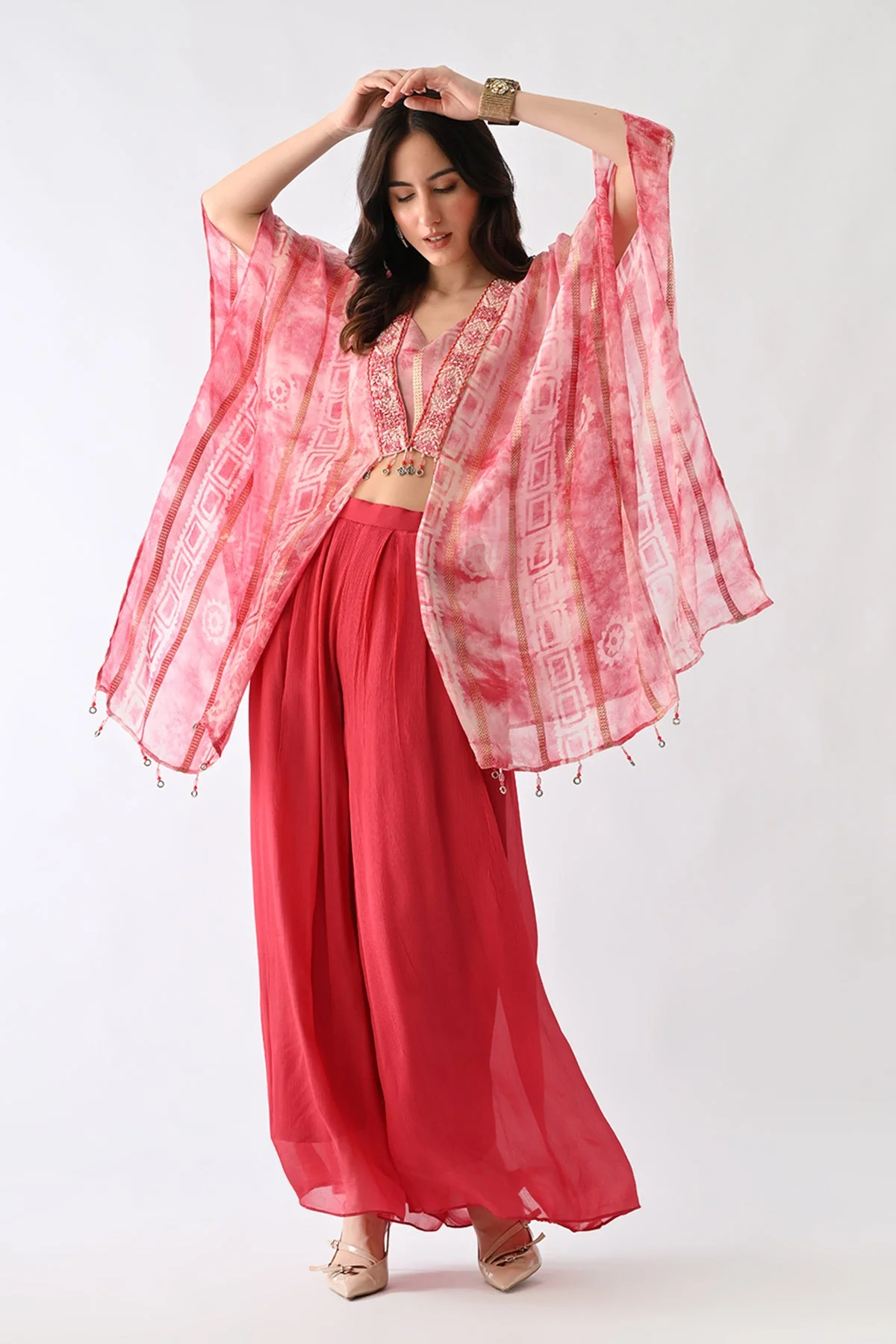 Pink Printed Kaftan 3 Pcs Set - Image 7