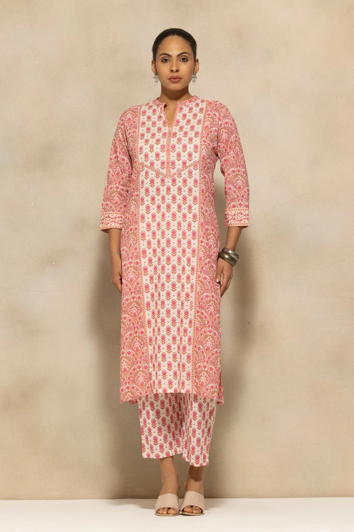 Pink Printed Kurta 2 Pcs Set