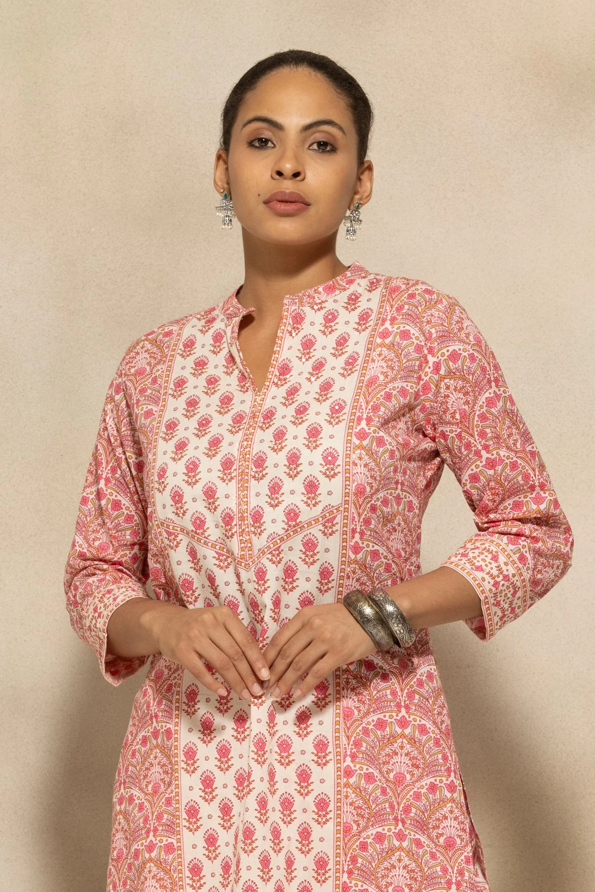 Pink Printed Kurta 2 Pcs Set - Image 6