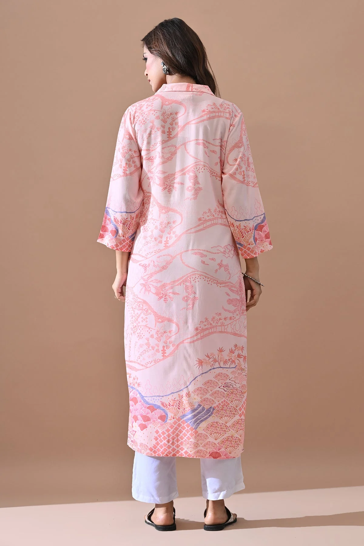 Pink Printed Kurta - Image 5