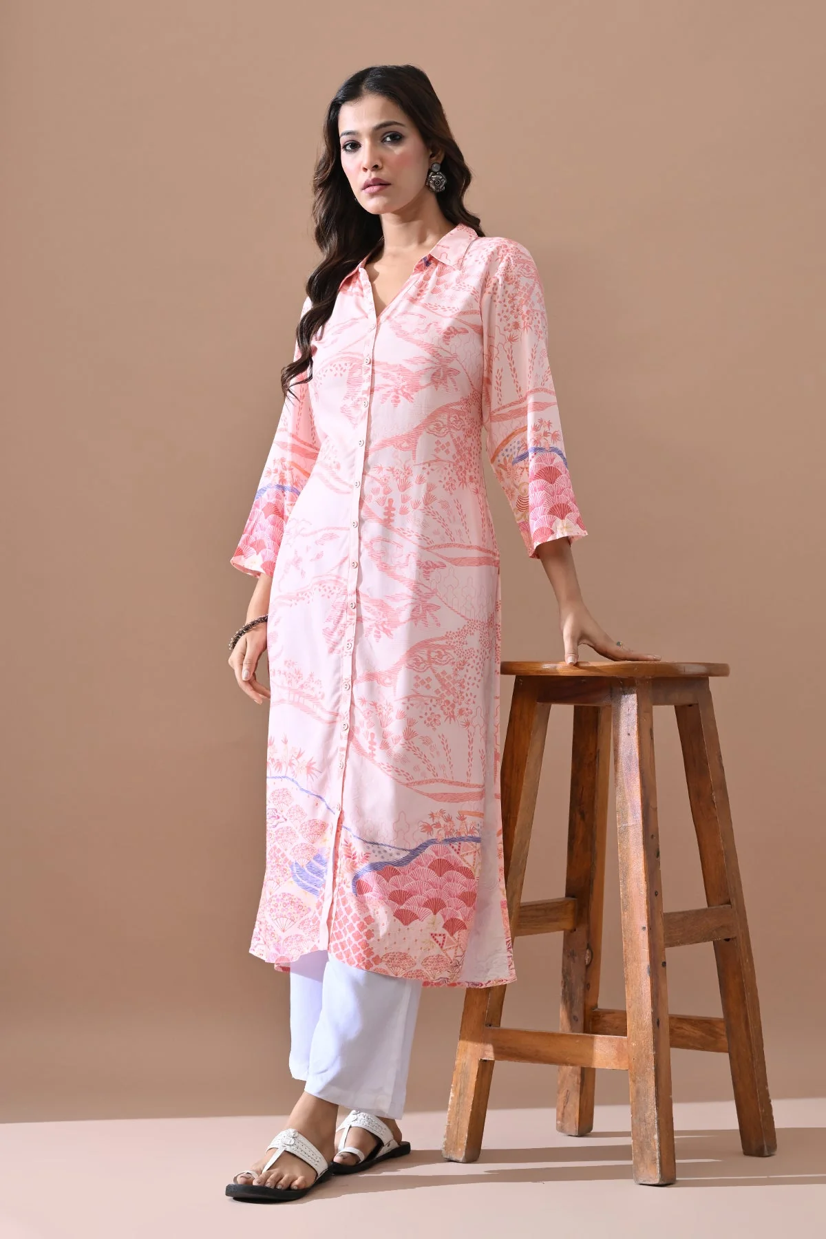 Pink Printed Kurta - Image 6
