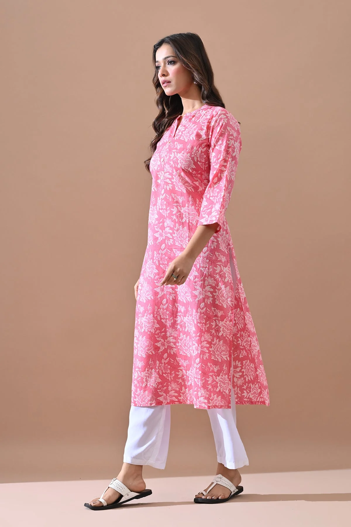 Pink Printed Kurta - Image 2