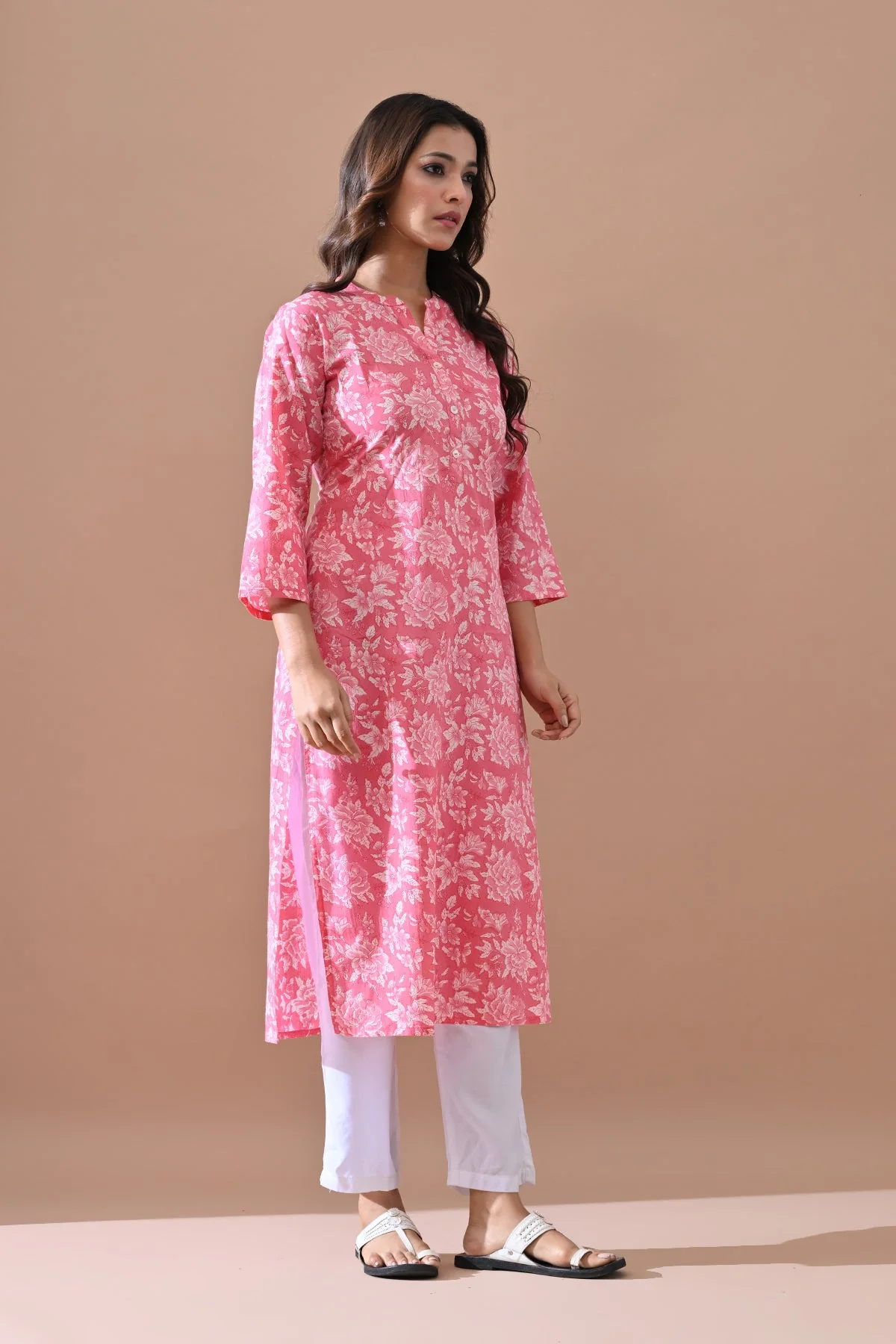 Pink Printed Kurta - Image 3
