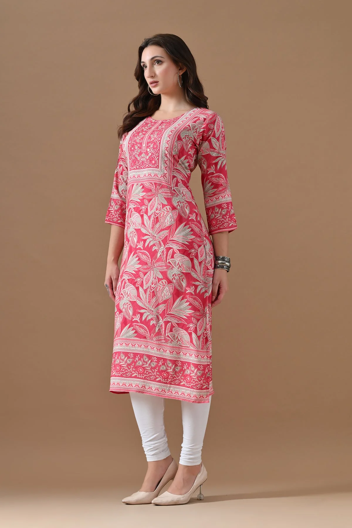 Pink Printed Kurta - Image 2