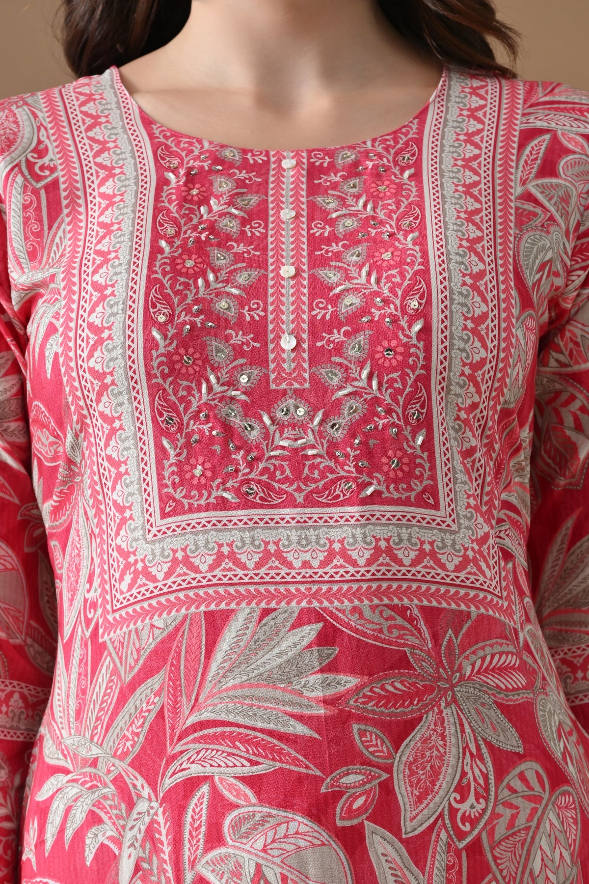 Pink Printed Kurta - Image 4
