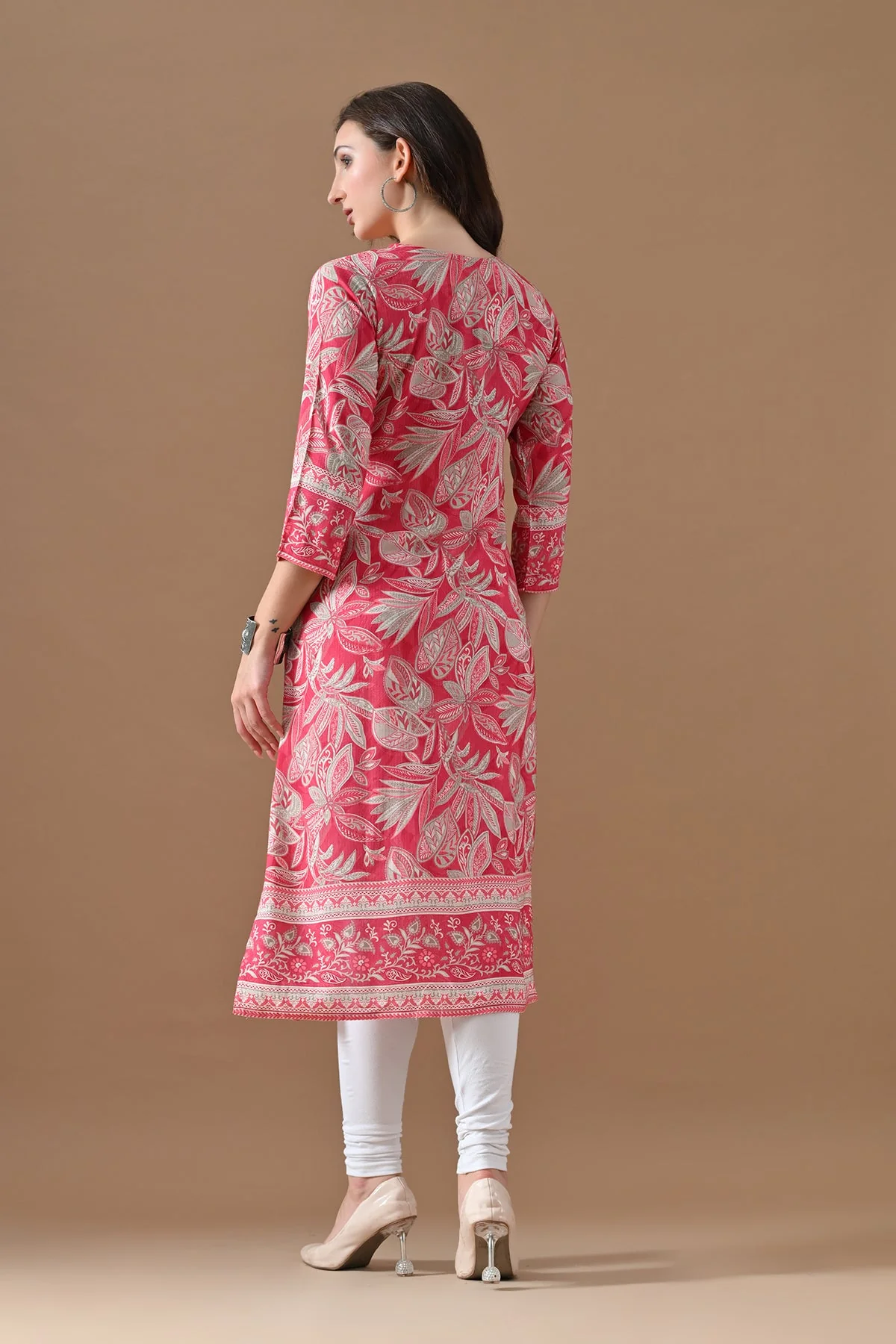 Pink Printed Kurta - Image 5