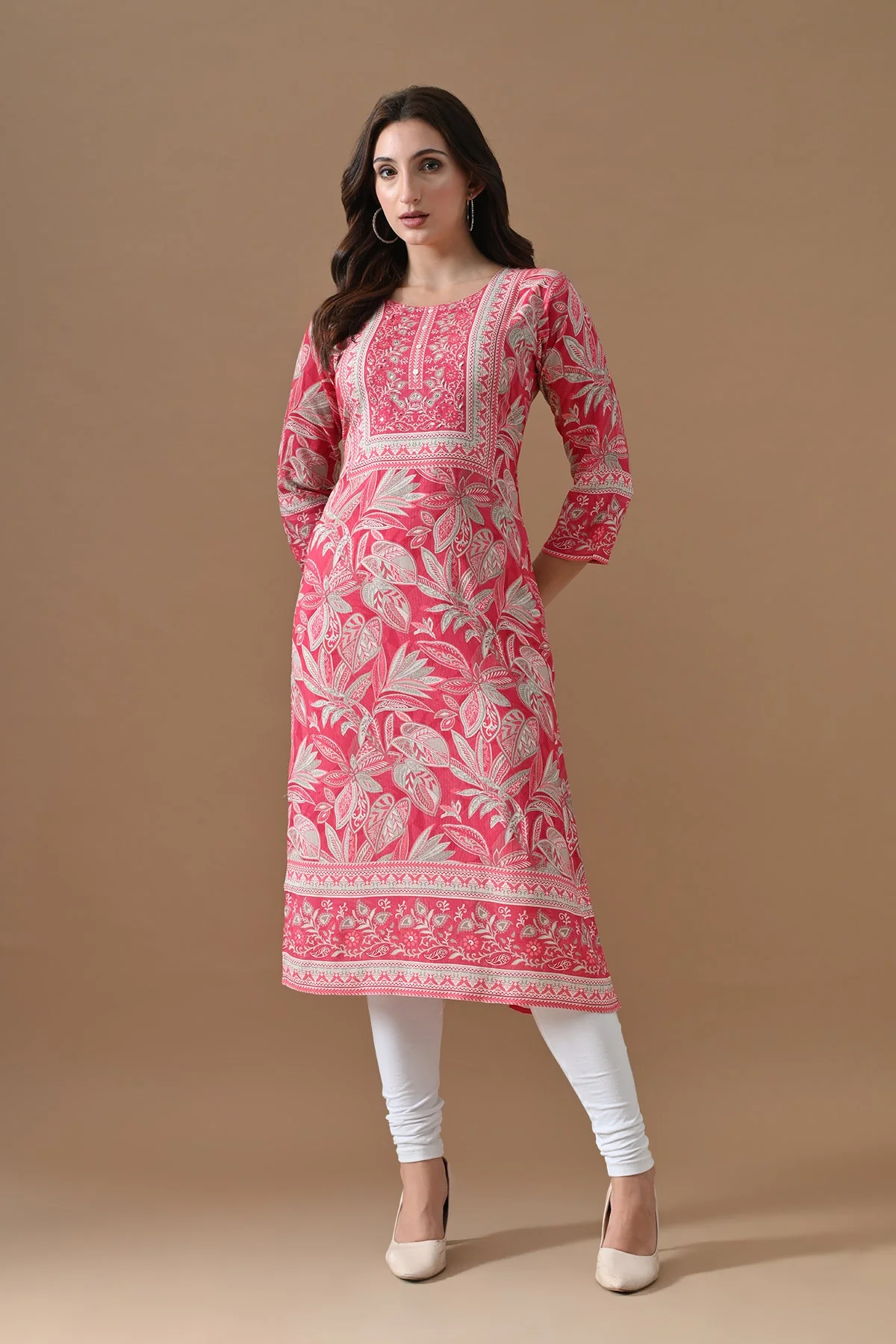 Pink Printed Kurta - Image 6